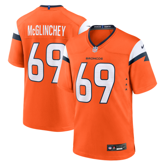 Mike McGlinchey Denver Broncos Team Game Jersey - Orange | Stitched Football Jersey TJS1066