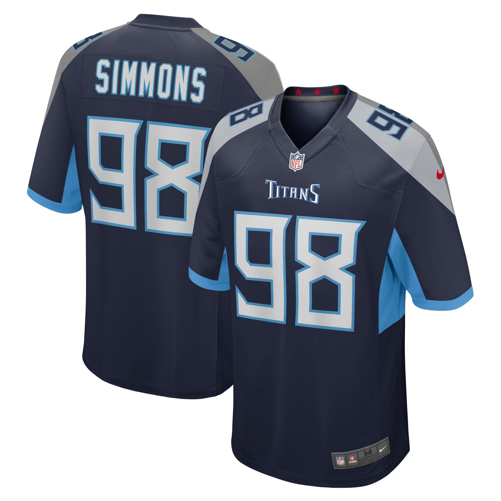 Jeffery Simmons Tennessee Titans Game Jersey - Navy | Stitched Football Jersey TJS0922
