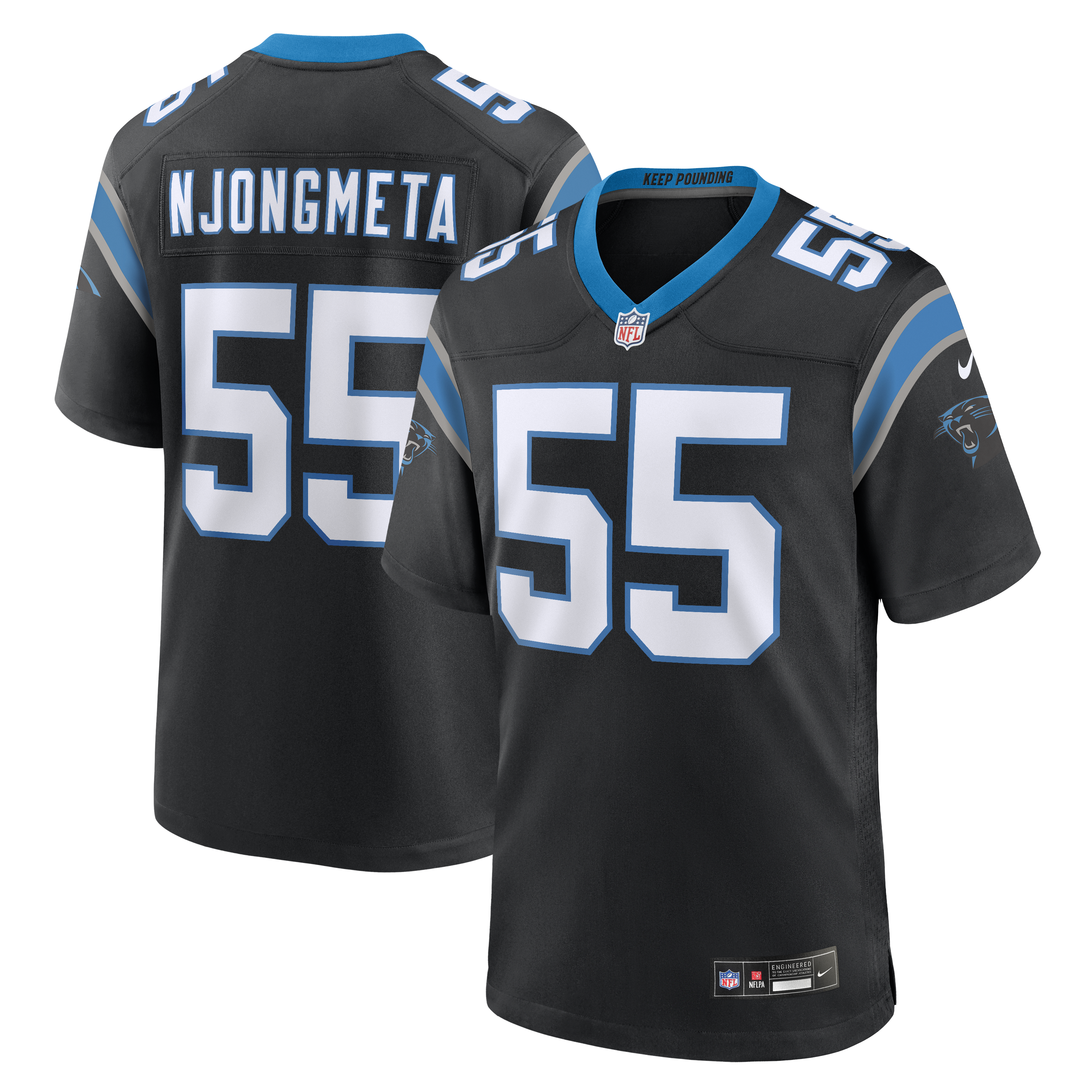 Maema Njongmeta Carolina Panthers Team Game Jersey - Black | Stitched Football Jersey TJS0920
