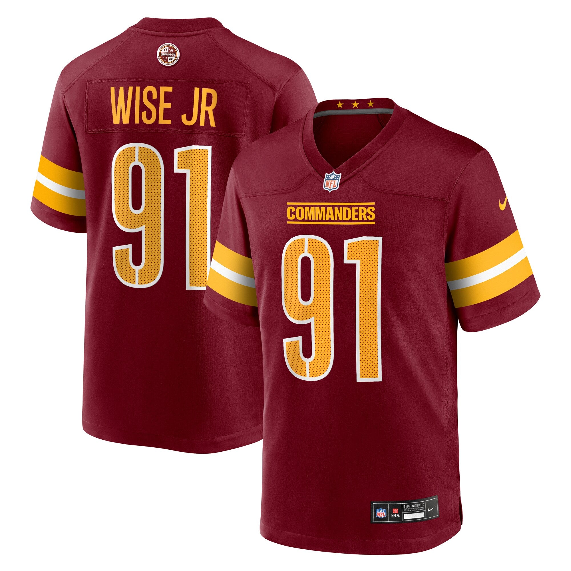 Deatrich Wise Jr. Washington Commanders Team Game Jersey - Burgundy | Stitched Football Jersey TJS1057