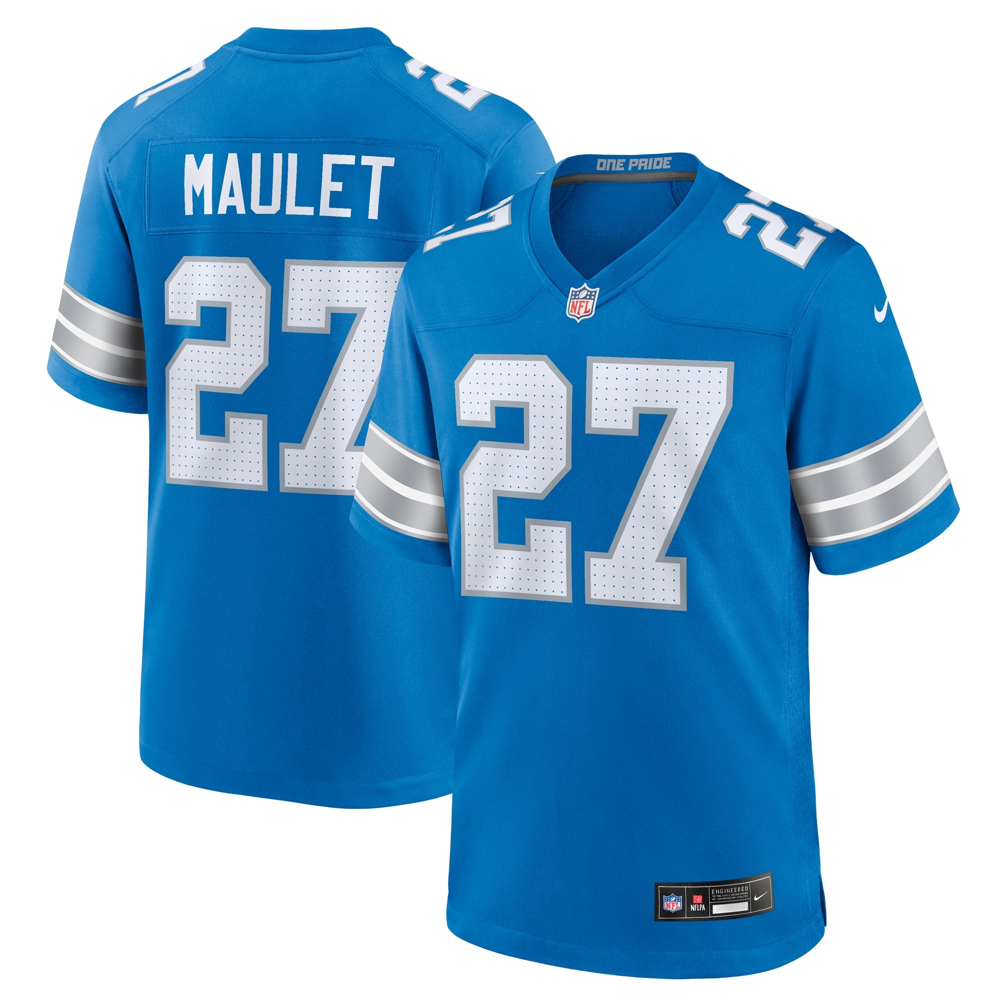 Arthur Maulet Detroit Lions Team Game Jersey - Blue | Stitched Football Jersey TJS1261