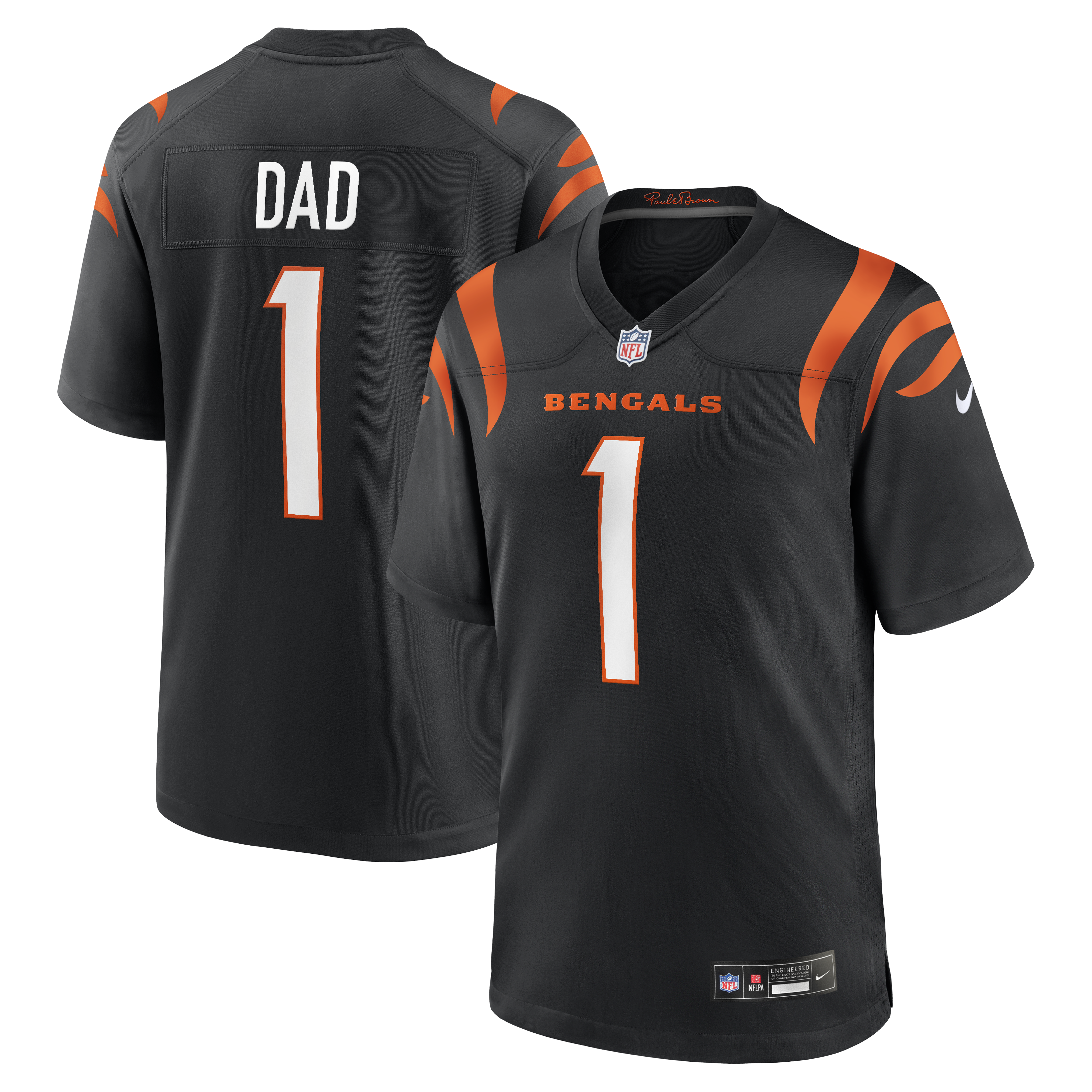 Number 1 Dad Cincinnati Bengals Game Jersey - Black | Stitched Football Jersey TJS1146