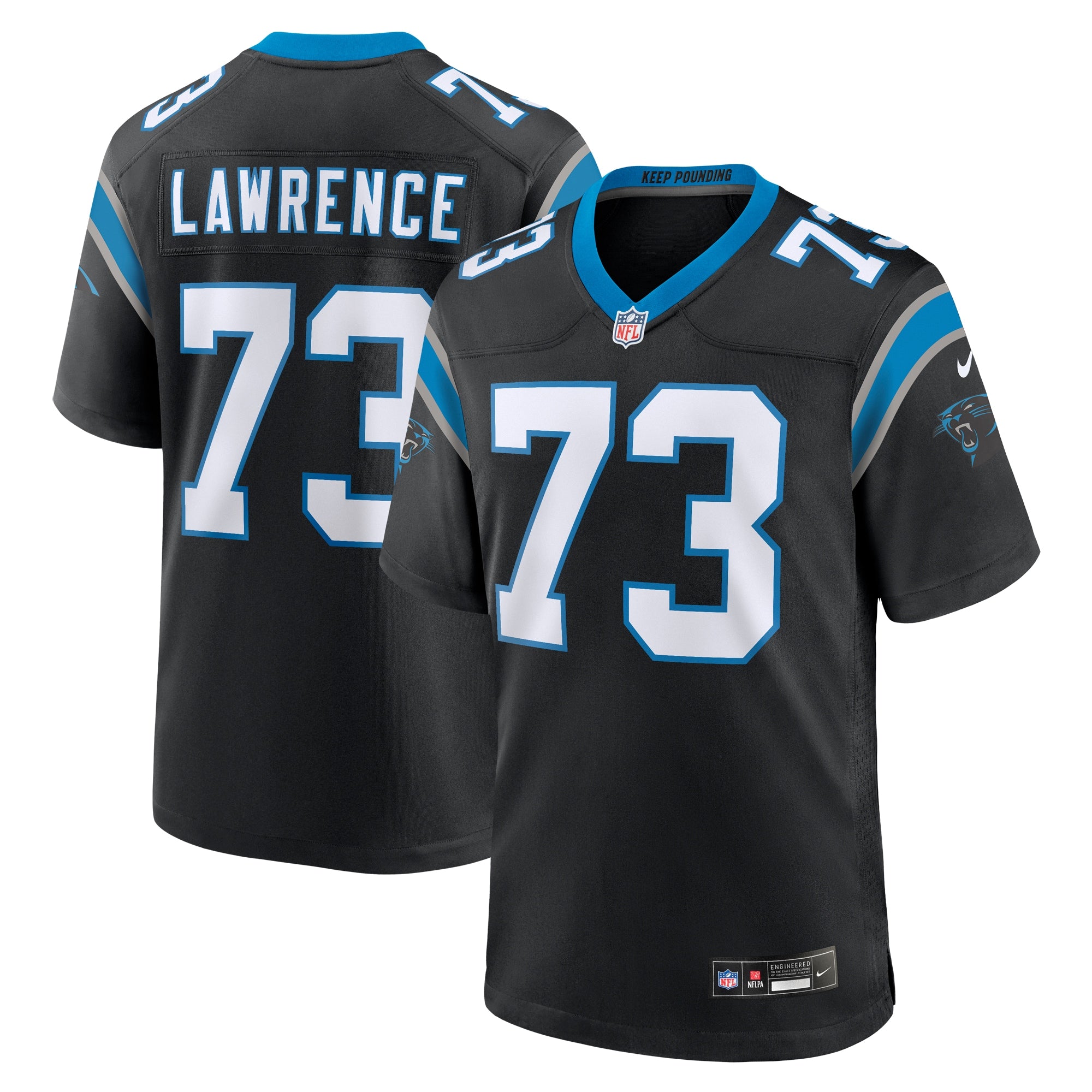 Rashard Lawrence Carolina Panthers Game Jersey - Black | Stitched Football Jersey TJS1356