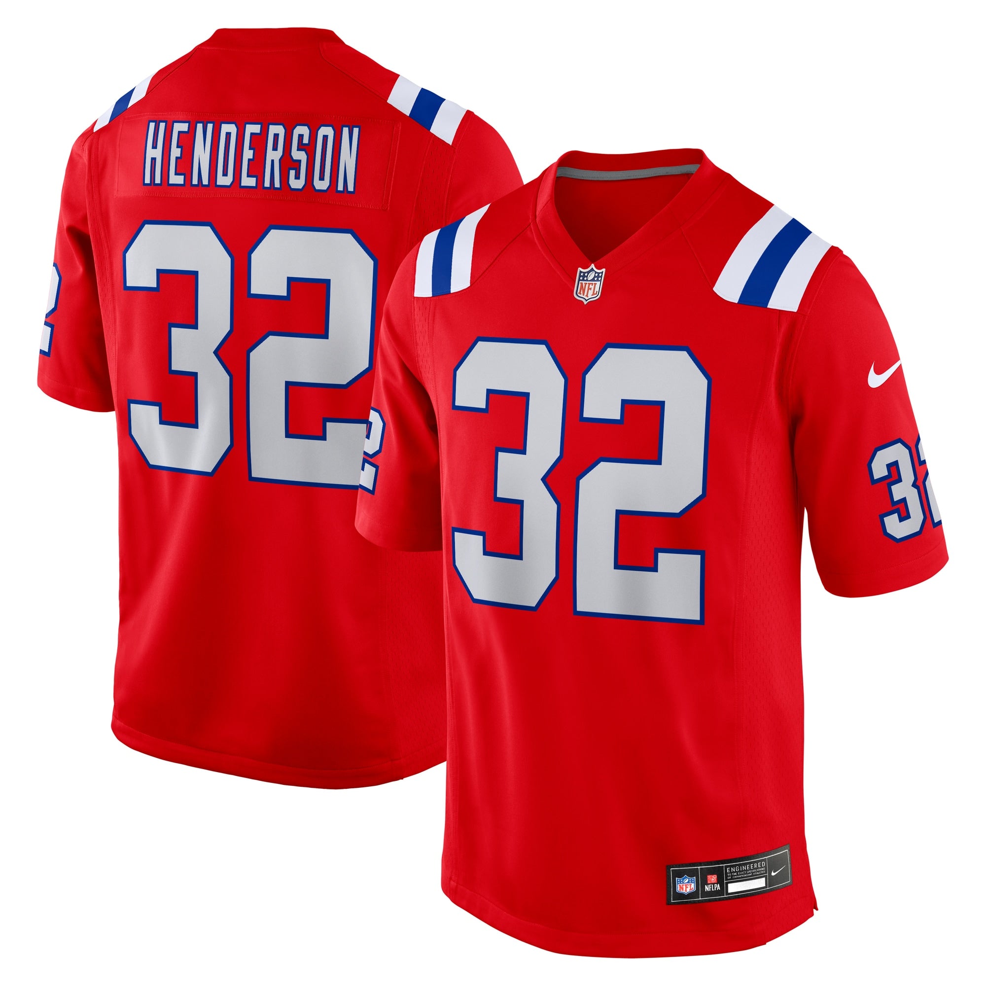 TreVeyon Henderson New England Patriots Alternate Game Player Jersey - Red | Stitched Football Jersey TJS1358