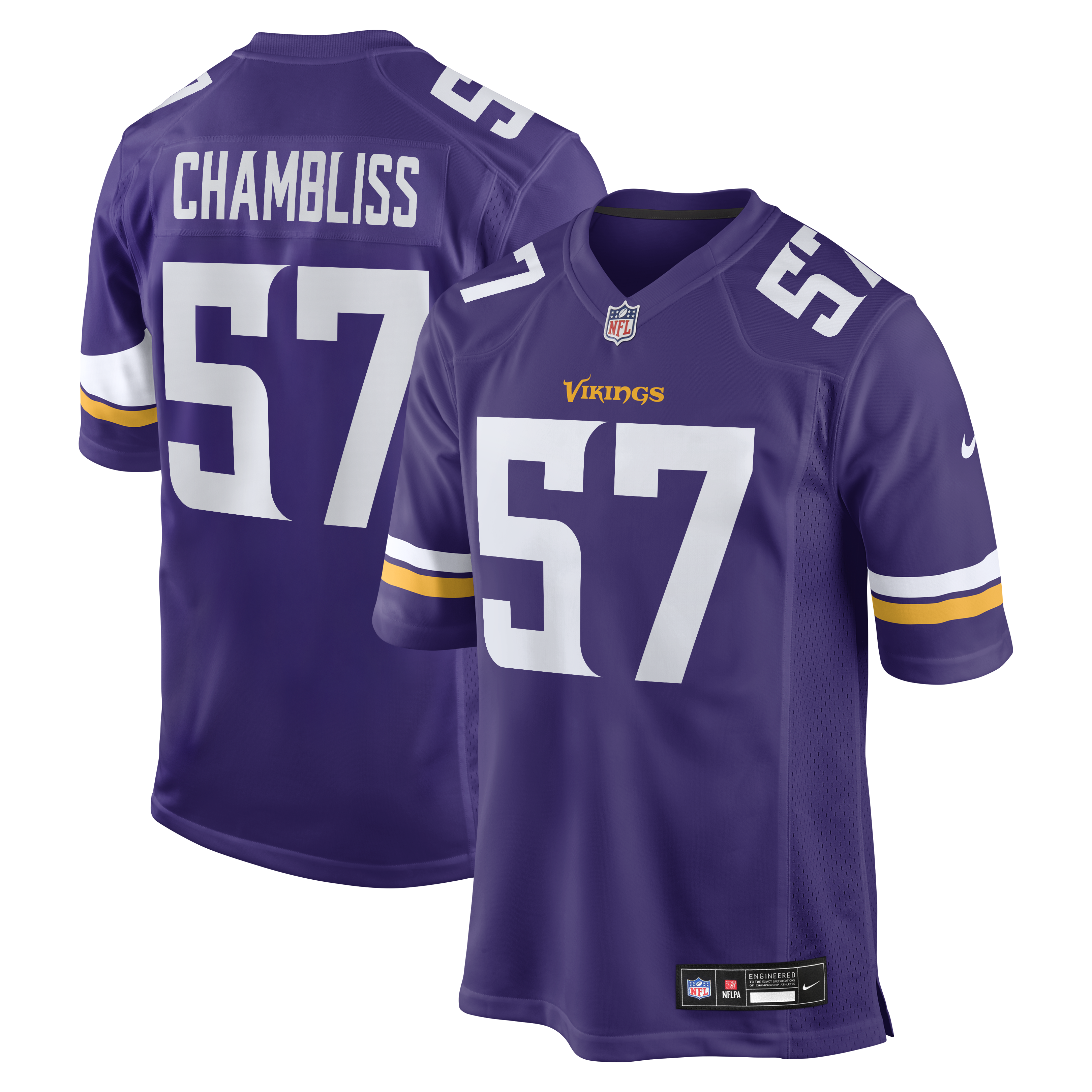 Chaz Chambliss Minnesota Vikings Team Game Jersey - Purple | Stitched Football Jersey TJS1369