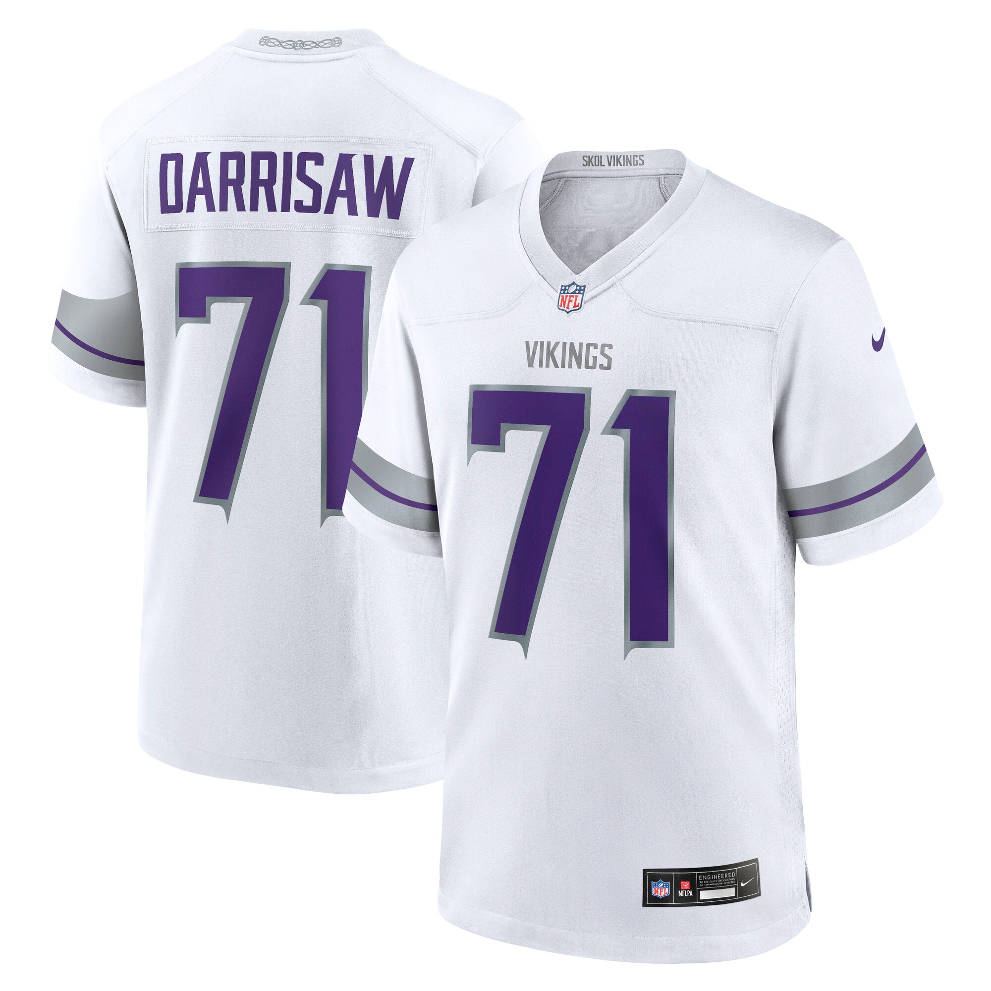 Christian Darrisaw Minnesota Vikings Alternate Game Jersey - White | Stitched Football Jersey TJS1210