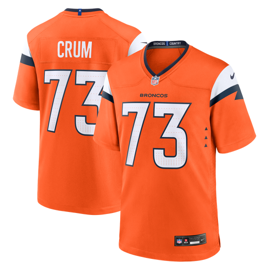 Frank Crum Denver Broncos Team Game Jersey - Orange | Stitched Football Jersey TJS1352