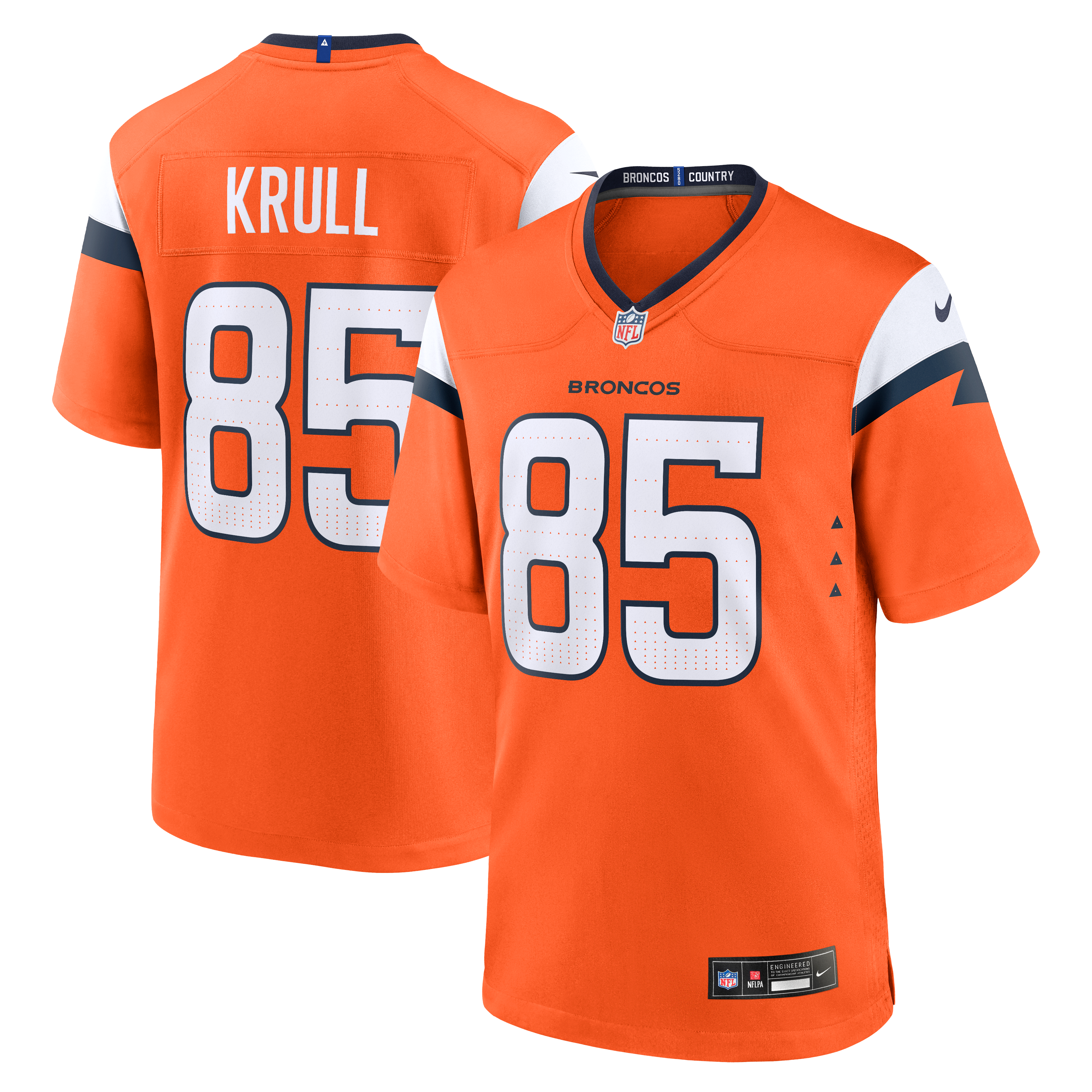 Lucas Krull Denver Broncos Team Game Jersey - Orange | Stitched Football Jersey TJS1333
