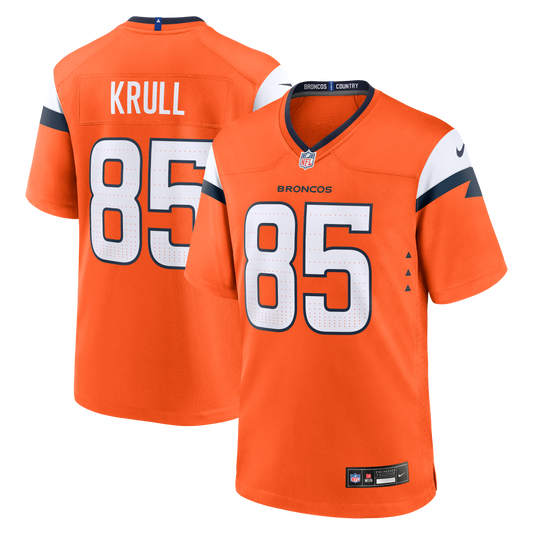 Lucas Krull Denver Broncos Team Game Jersey - Orange | Stitched Football Jersey TJS1333
