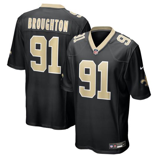 Vernon Broughton New Orleans Saints Team Game Jersey - Black | Stitched Football Jersey TJS1332
