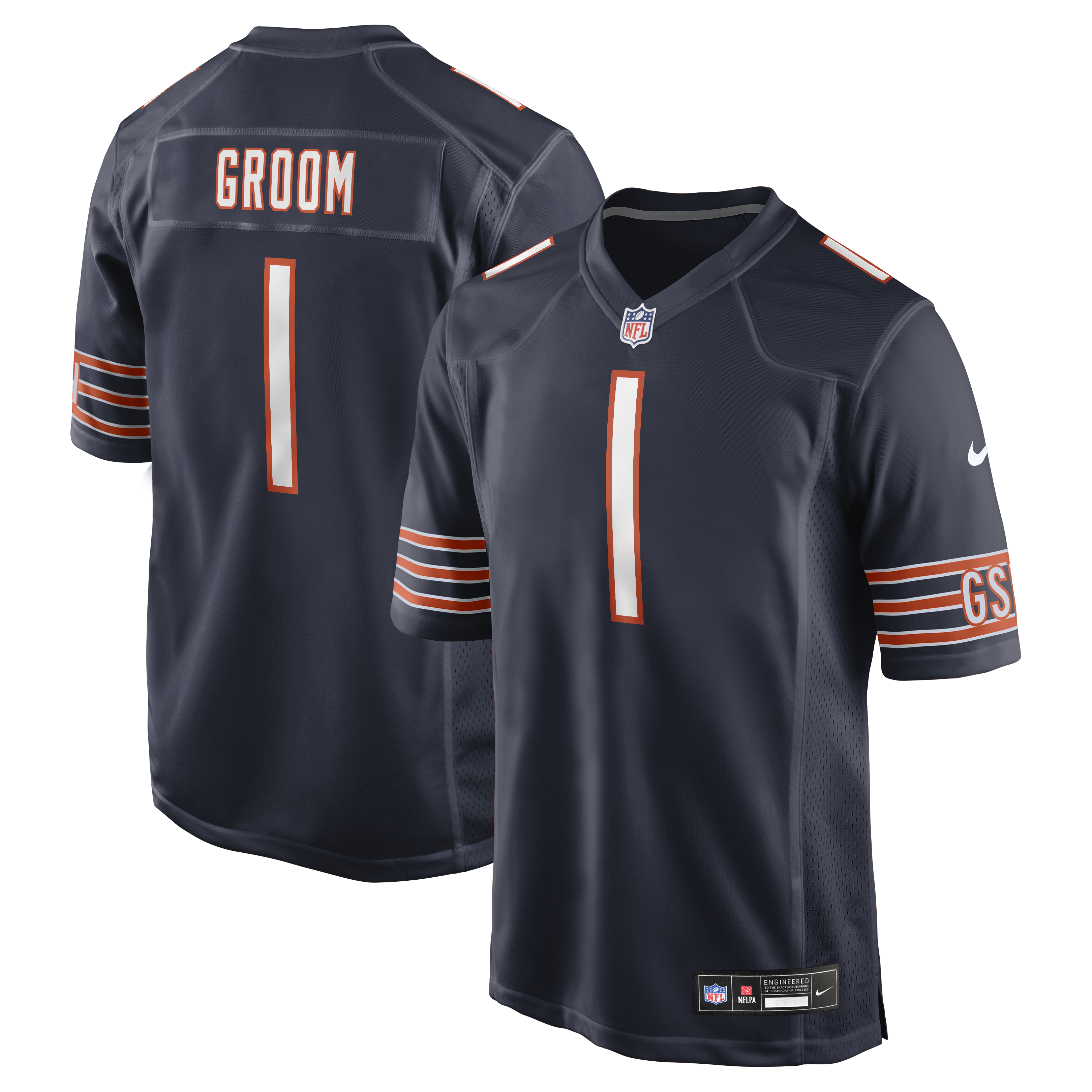 Number 1 Groom Chicago Bears Game Jersey - Navy | Stitched Football Jersey TJS1329