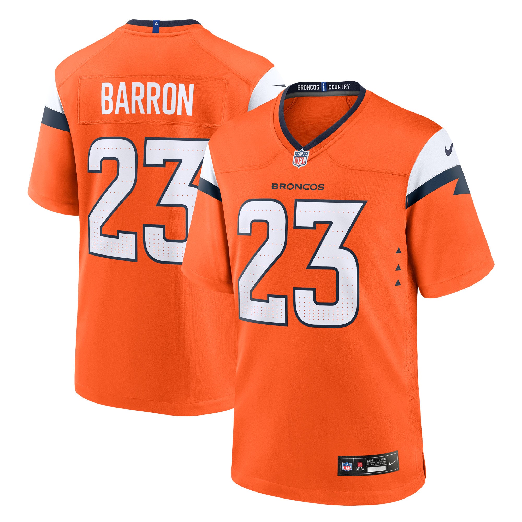 Jahdae Barron Denver Broncos Team Game Jersey - Orange | Stitched Football Jersey TJS1297