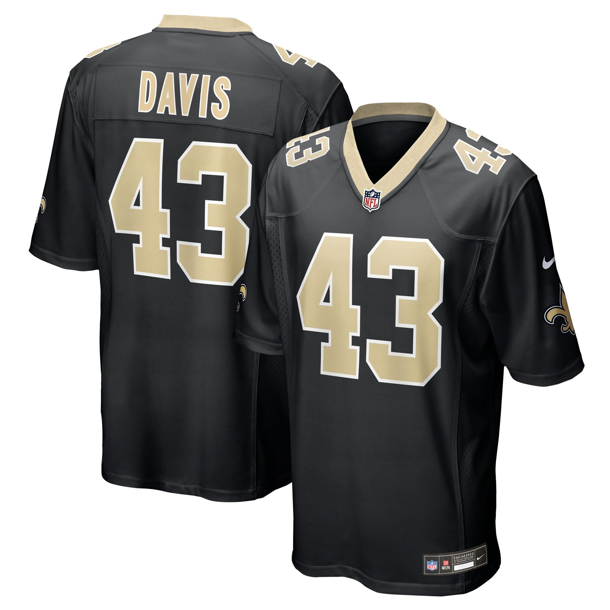 Michael Davis New Orleans Saints Team Game Jersey - Black | Stitched Football Jersey TJS1107