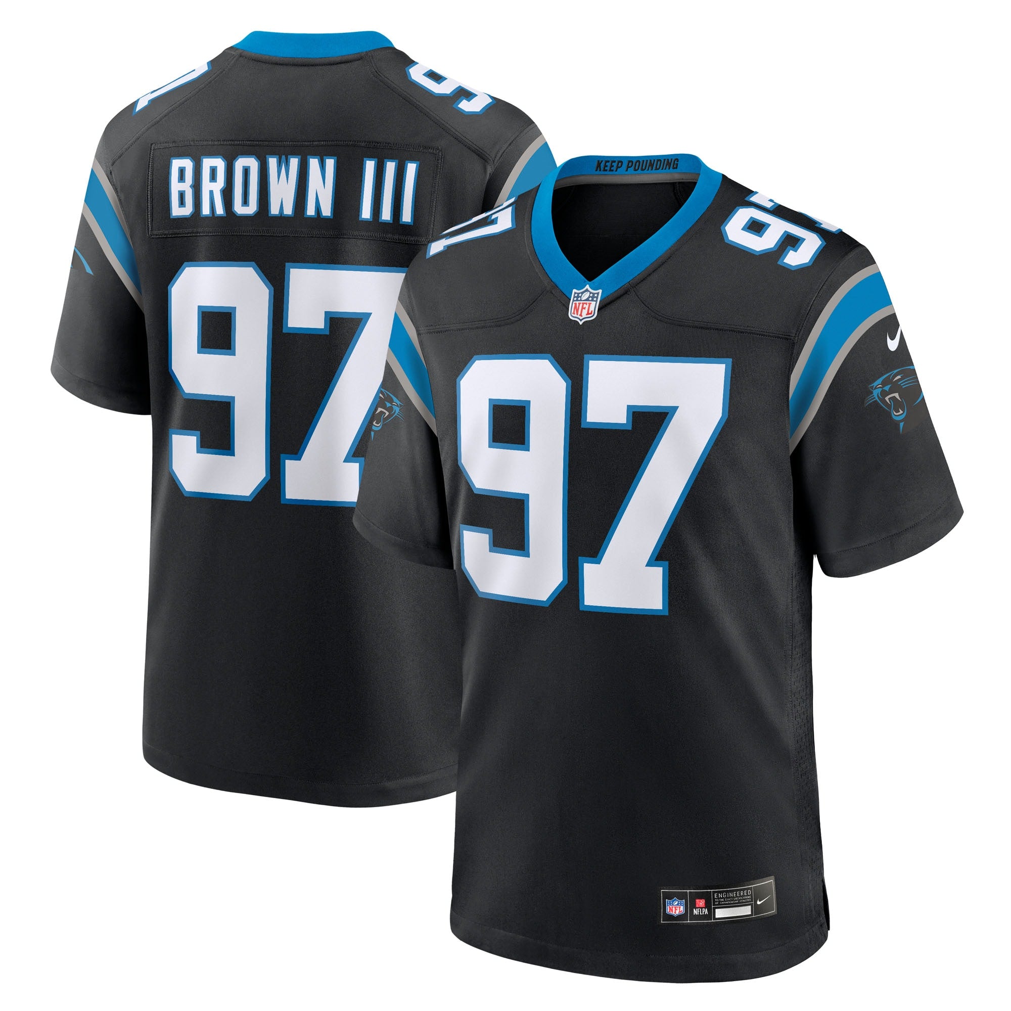 Bobby Brown III Carolina Panthers Team Game Jersey - Black | Stitched Football Jersey TJS1181