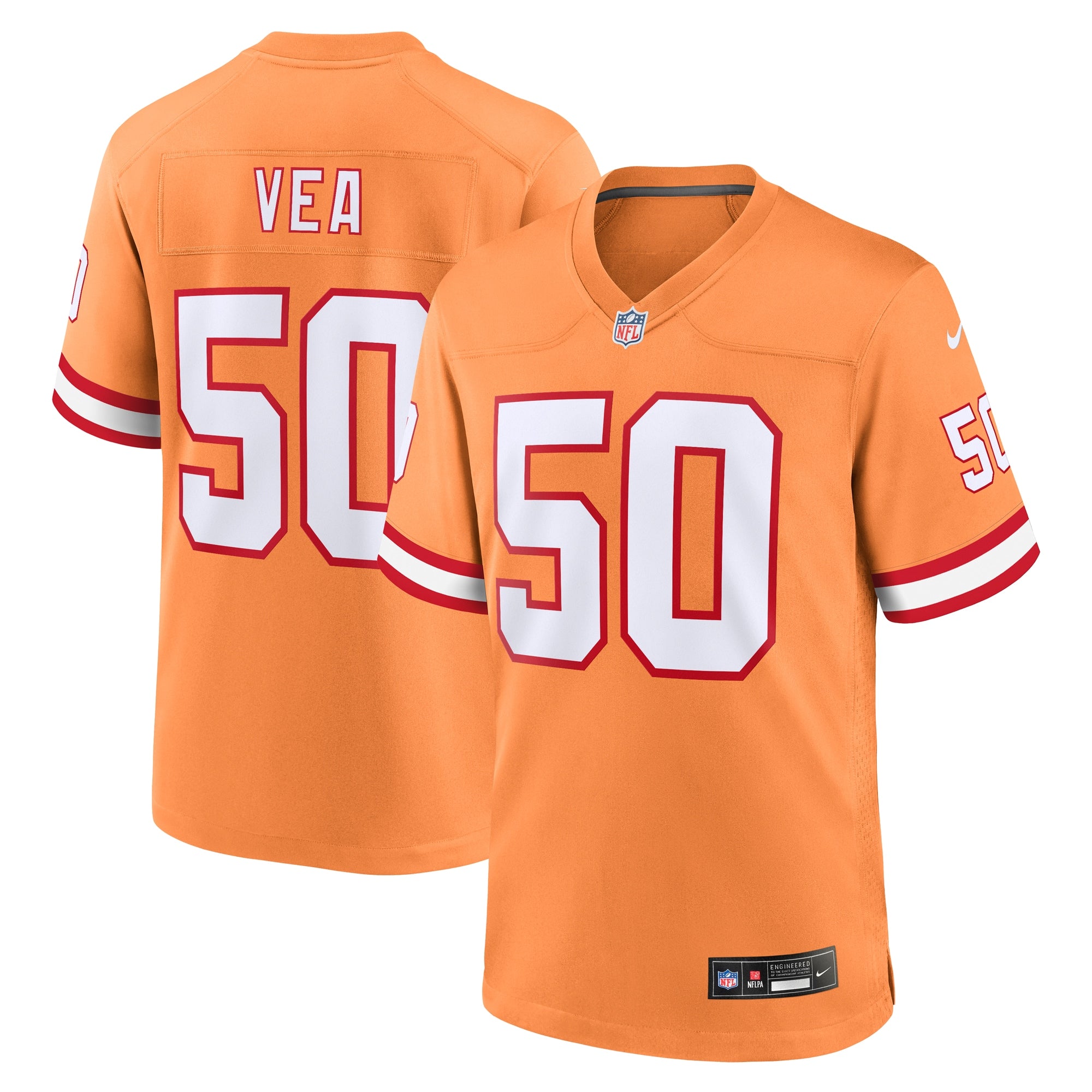 Vita Vea Tampa Bay Buccaneers Throwback Game Jersey - Orange | Stitched Football Jersey TJS1331