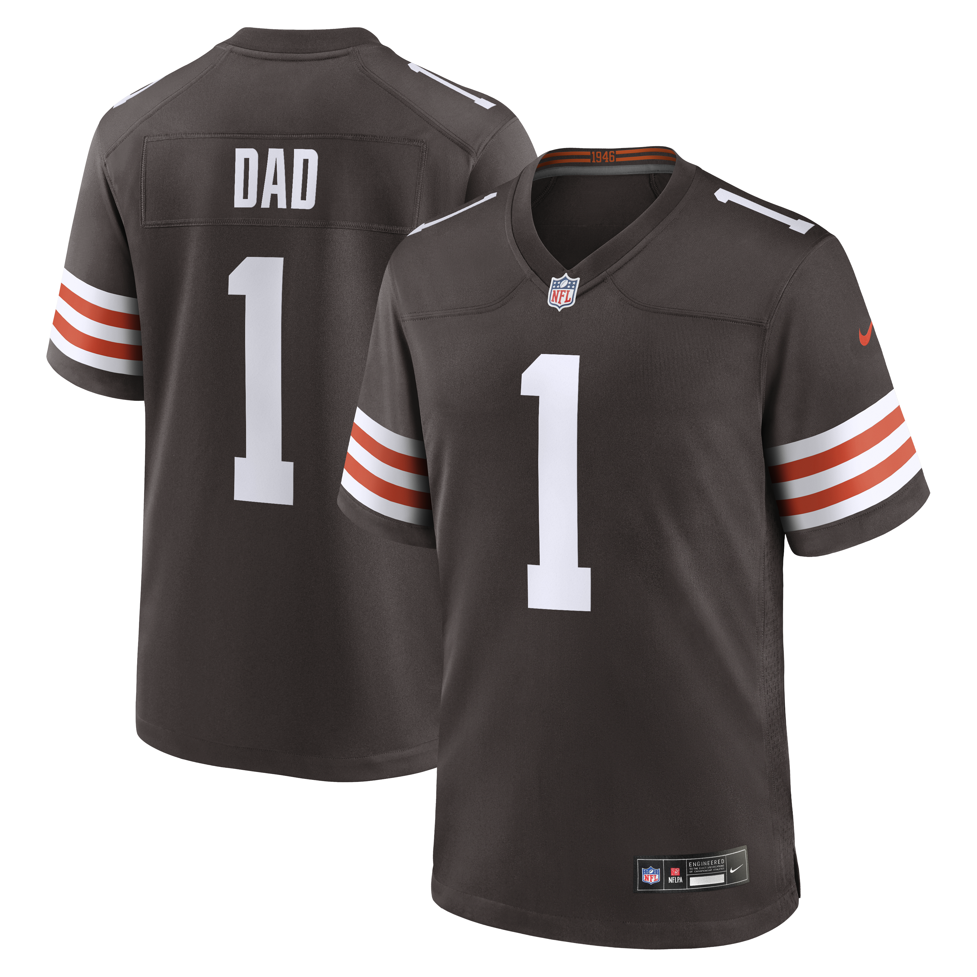 Number 1 Dad Cleveland Browns Game Jersey - Brown | Stitched Football Jersey TJS1357