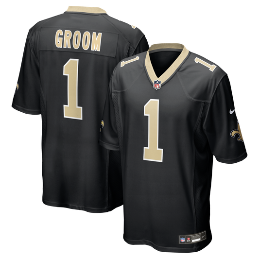 Number 1 Groom New Orleans Saints Game Jersey - Black | Stitched Football Jersey TJS1117