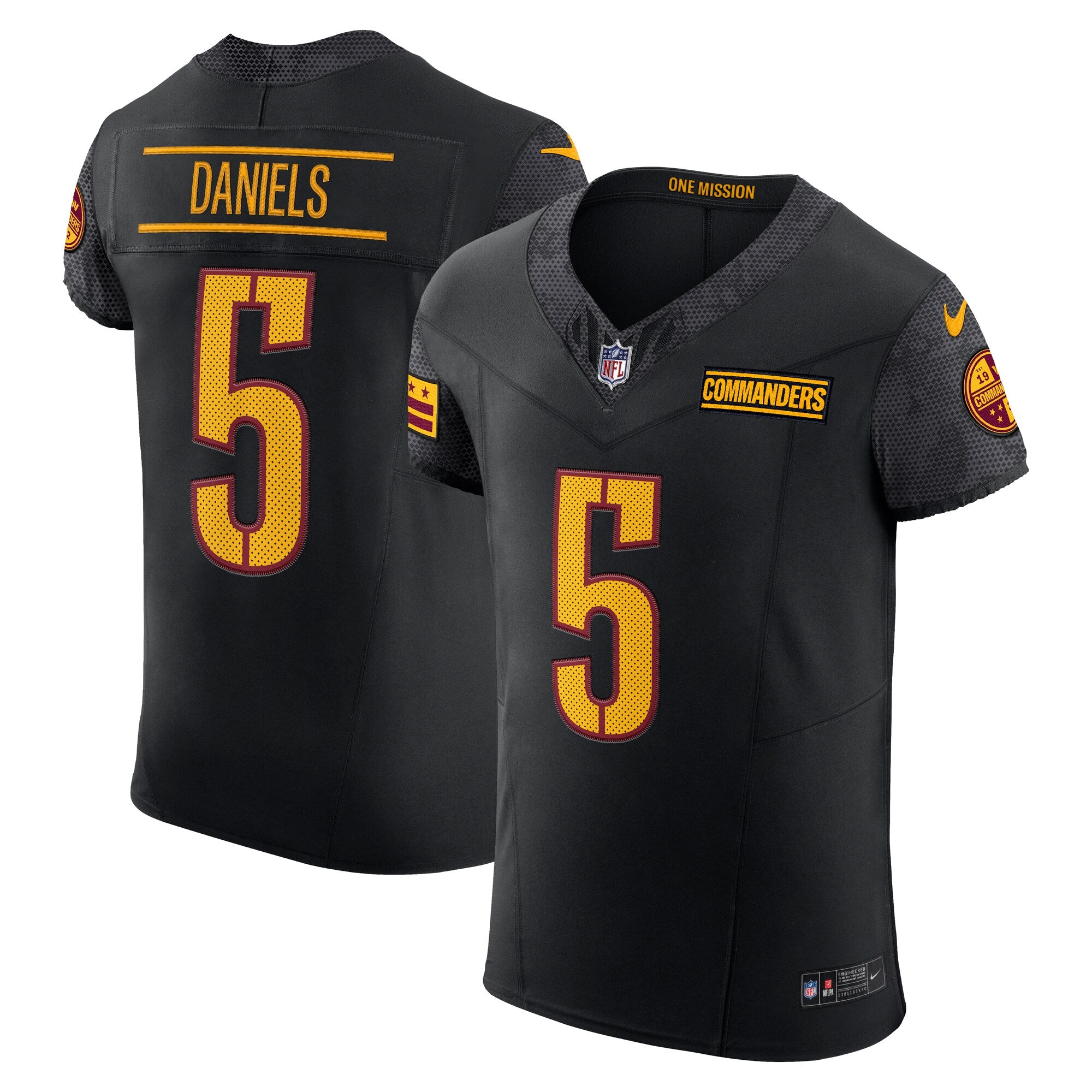 Jayden Daniels Washington Commanders Alternate Vapor F.U.S.E. Elite Jersey - Black | Stitched Football Jersey TJS1490