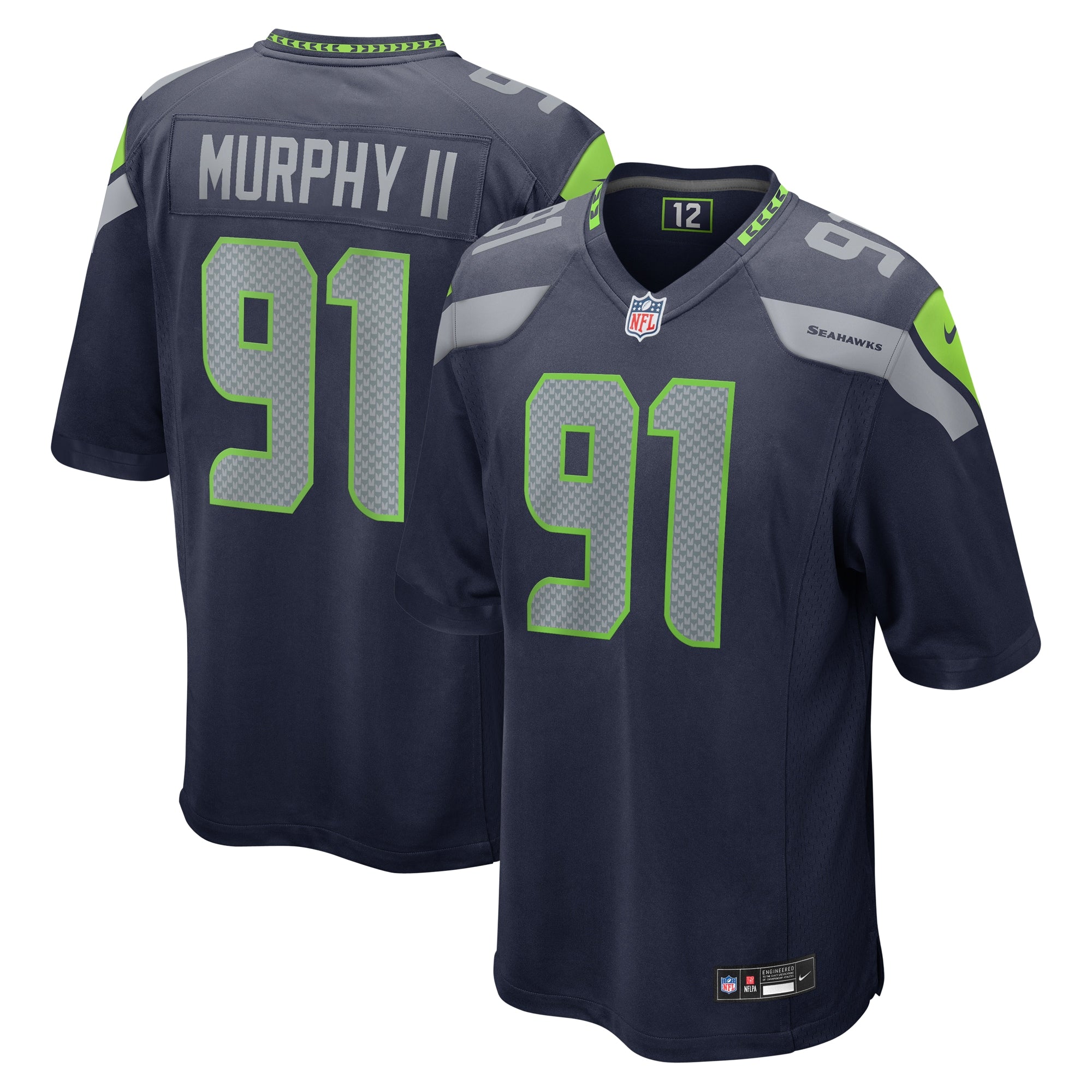 Byron Murphy II Seattle Seahawks Player Game Jersey - College Navy | Stitched Football Jersey TJS1547