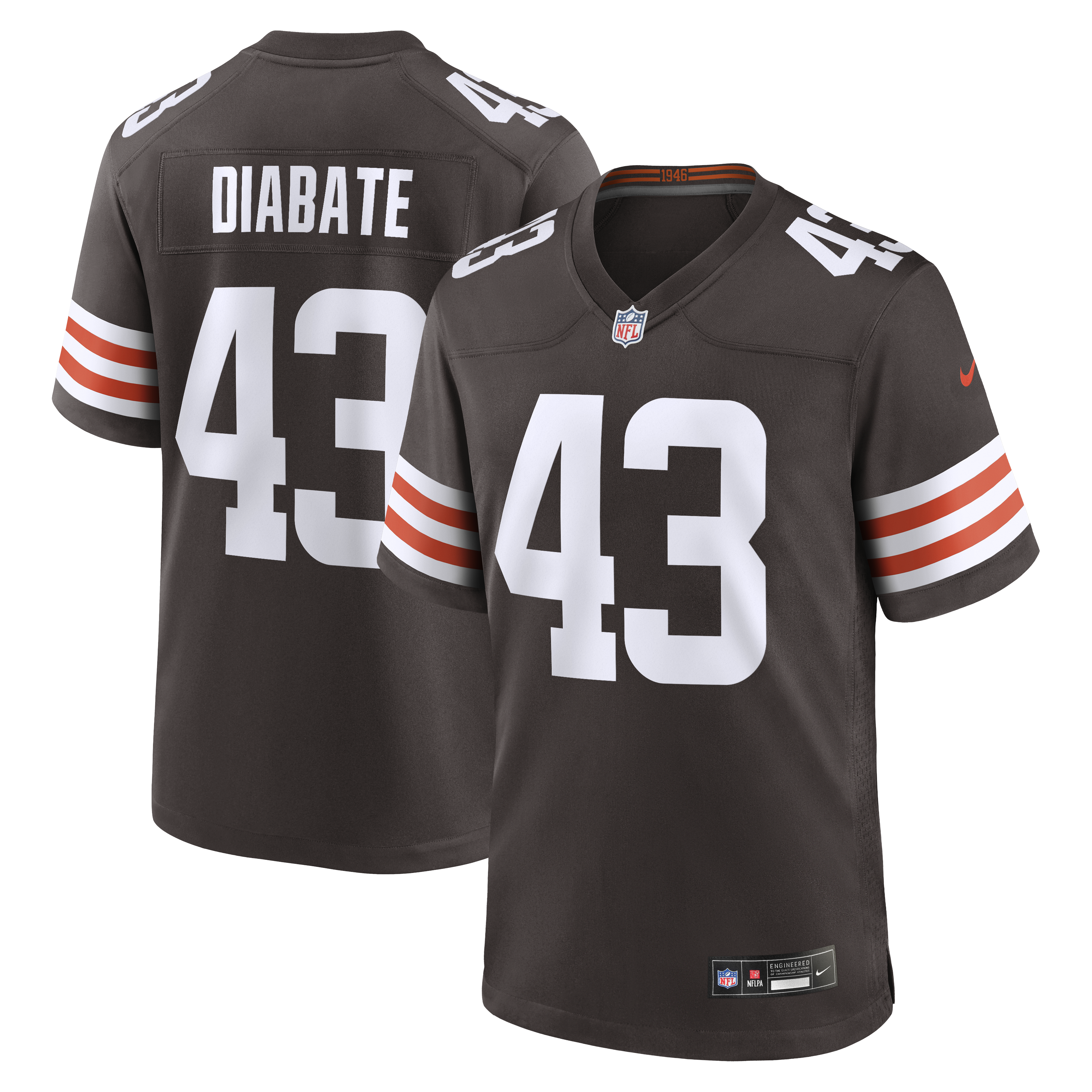 Mohamoud Diabate Cleveland Browns Team Game Jersey - Brown | Stitched Football Jersey TJS1475