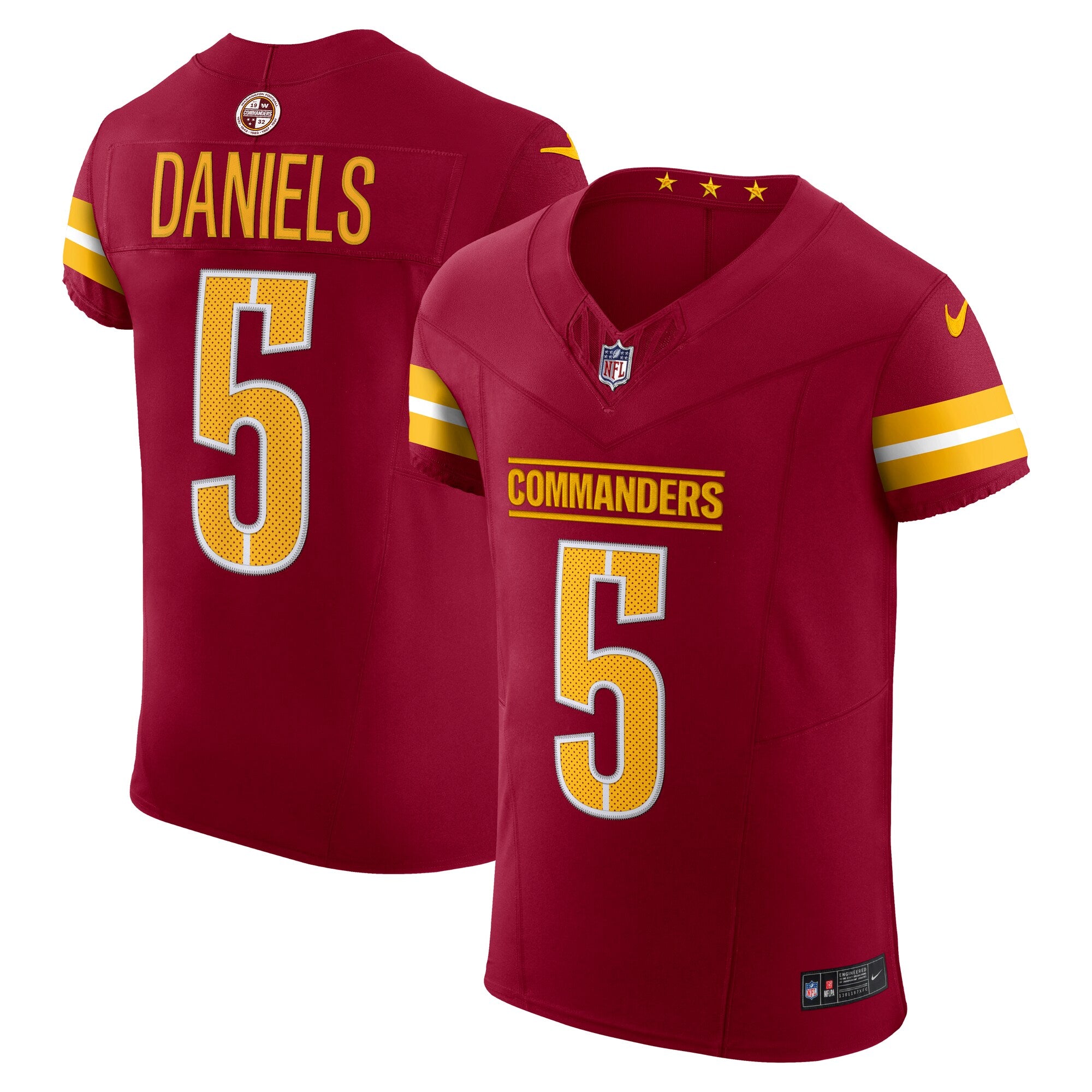 Jayden Daniels Washington Commanders Team Vapor F.U.S.E. Elite Jersey - Burgundy | Stitched Football Jersey TJS1508