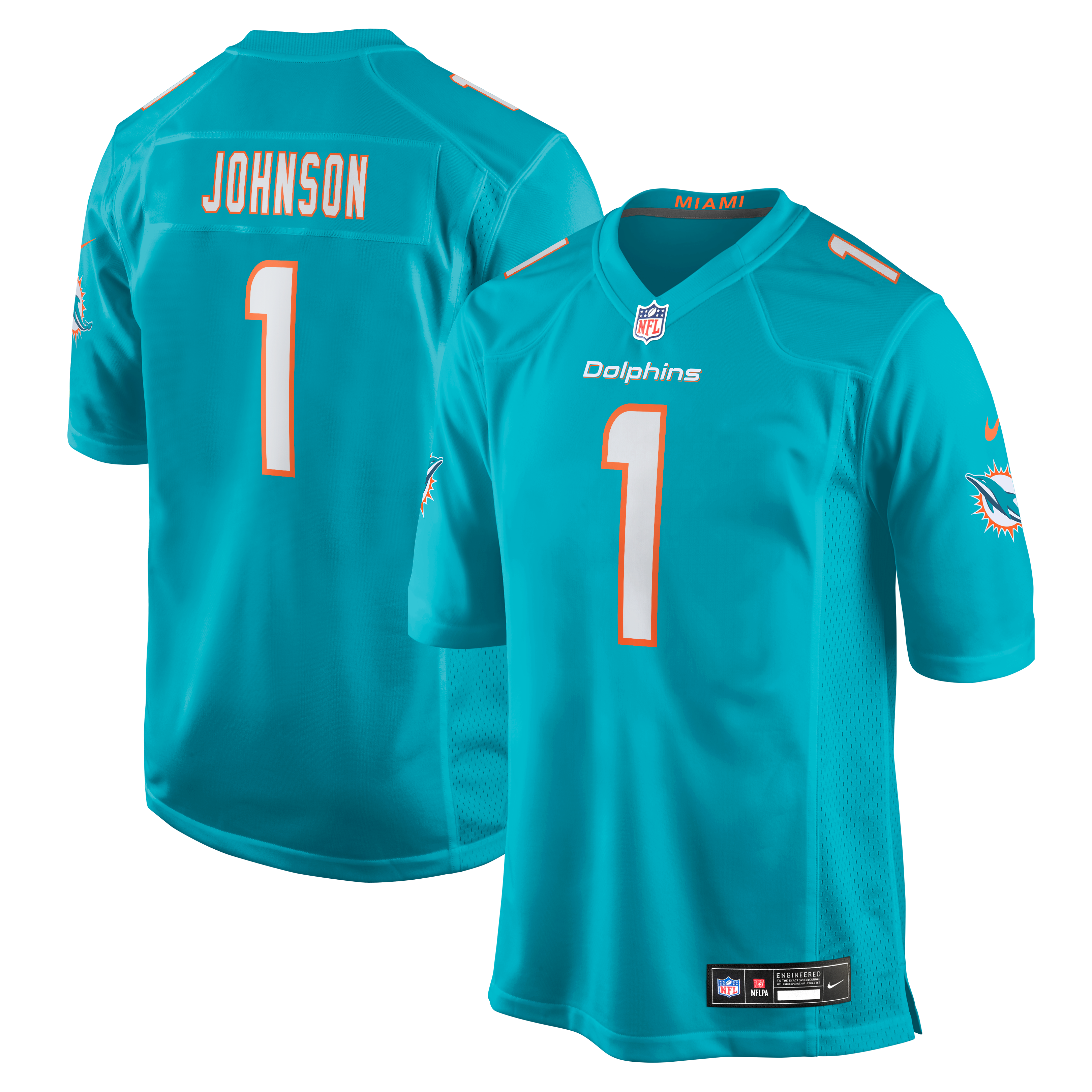 Chris Johnson Miami Dolphins 2026 NFL Draft First Round Pick No. 27 Team Game Jersey - Aqua | Stitched Football Jersey TJS1519
