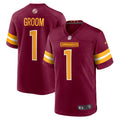 Number 1 Groom Washington Commanders Game Jersey - Burgundy | Stitched Football Jersey TJS1522