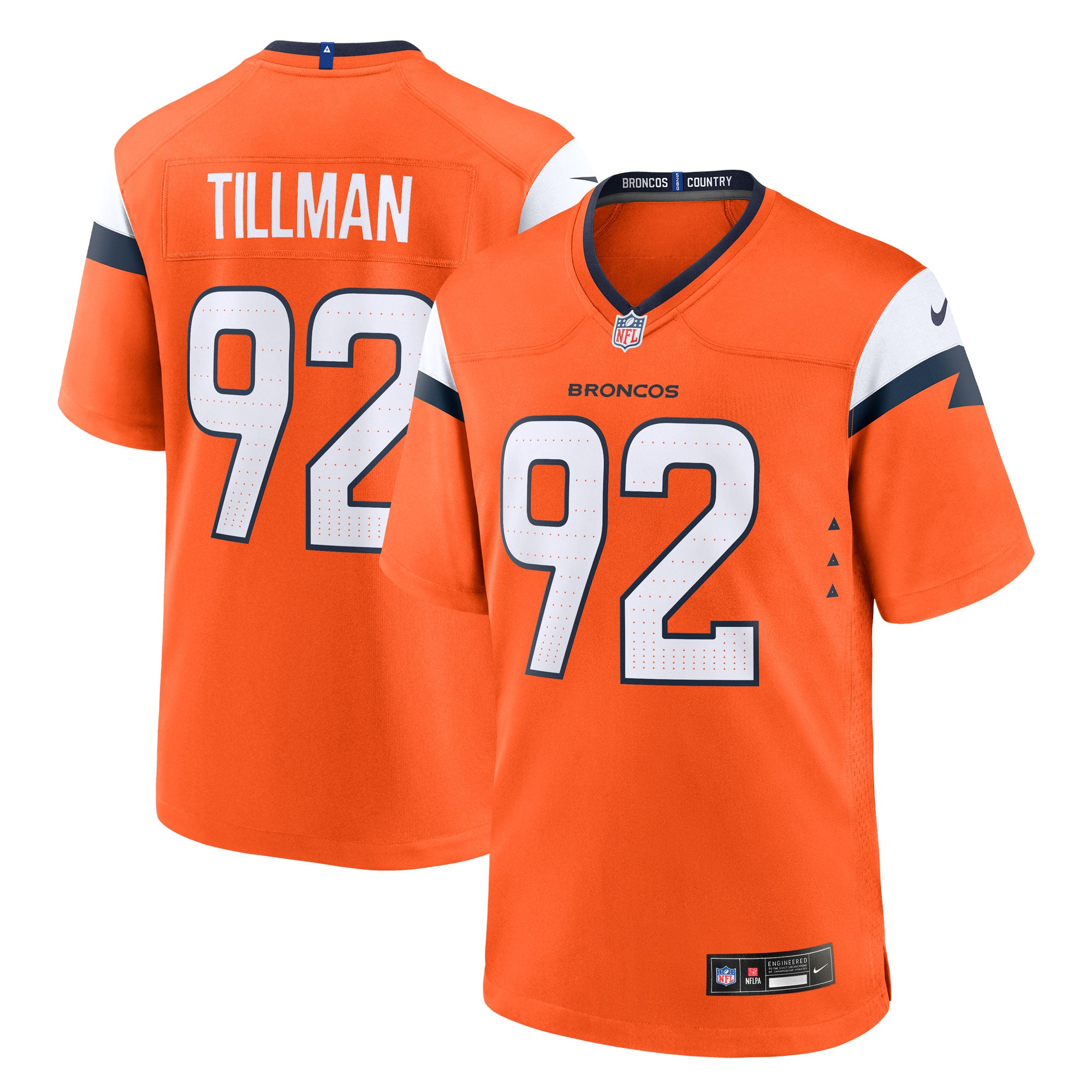 Dondrea Tillman Denver Broncos Team Game Jersey - Orange | Stitched Football Jersey TJS1514