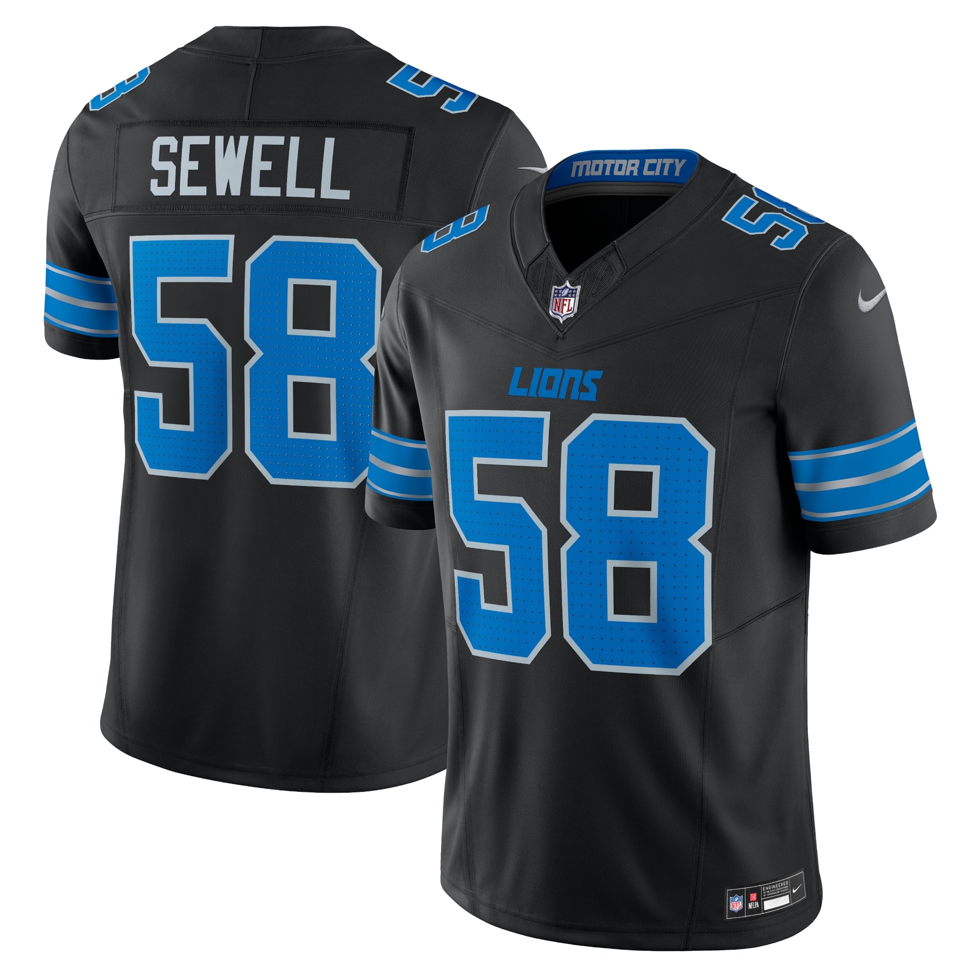 Penei Sewell Detroit Lions Vapor F.U.S.E. Alternate Limited Jersey - Black | Stitched Football Jersey TJS1648