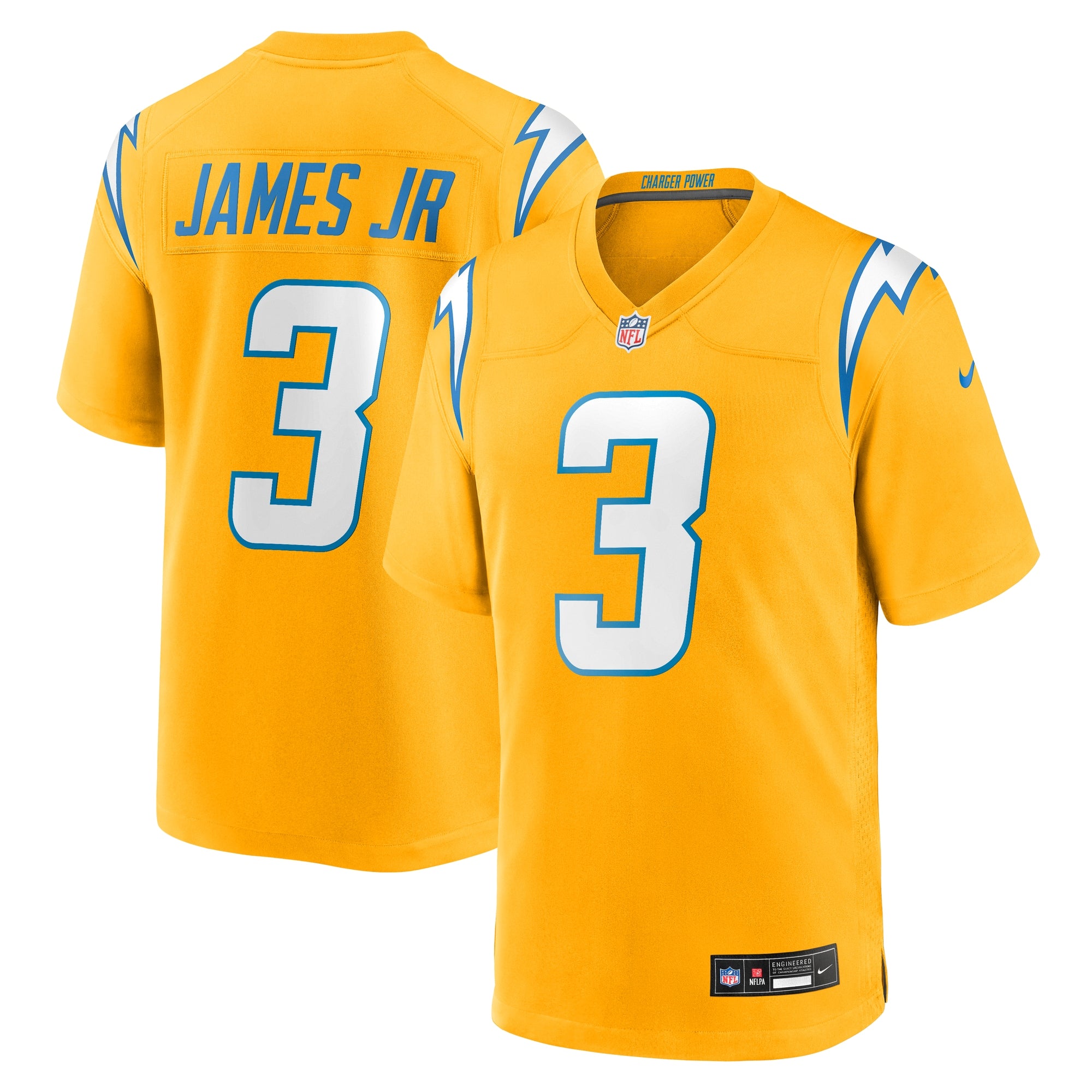 Derwin James Jr. Los Angeles Chargers Alternate Charger Power Game Player Jersey - Gold | Stitched Football Jersey TJS1871