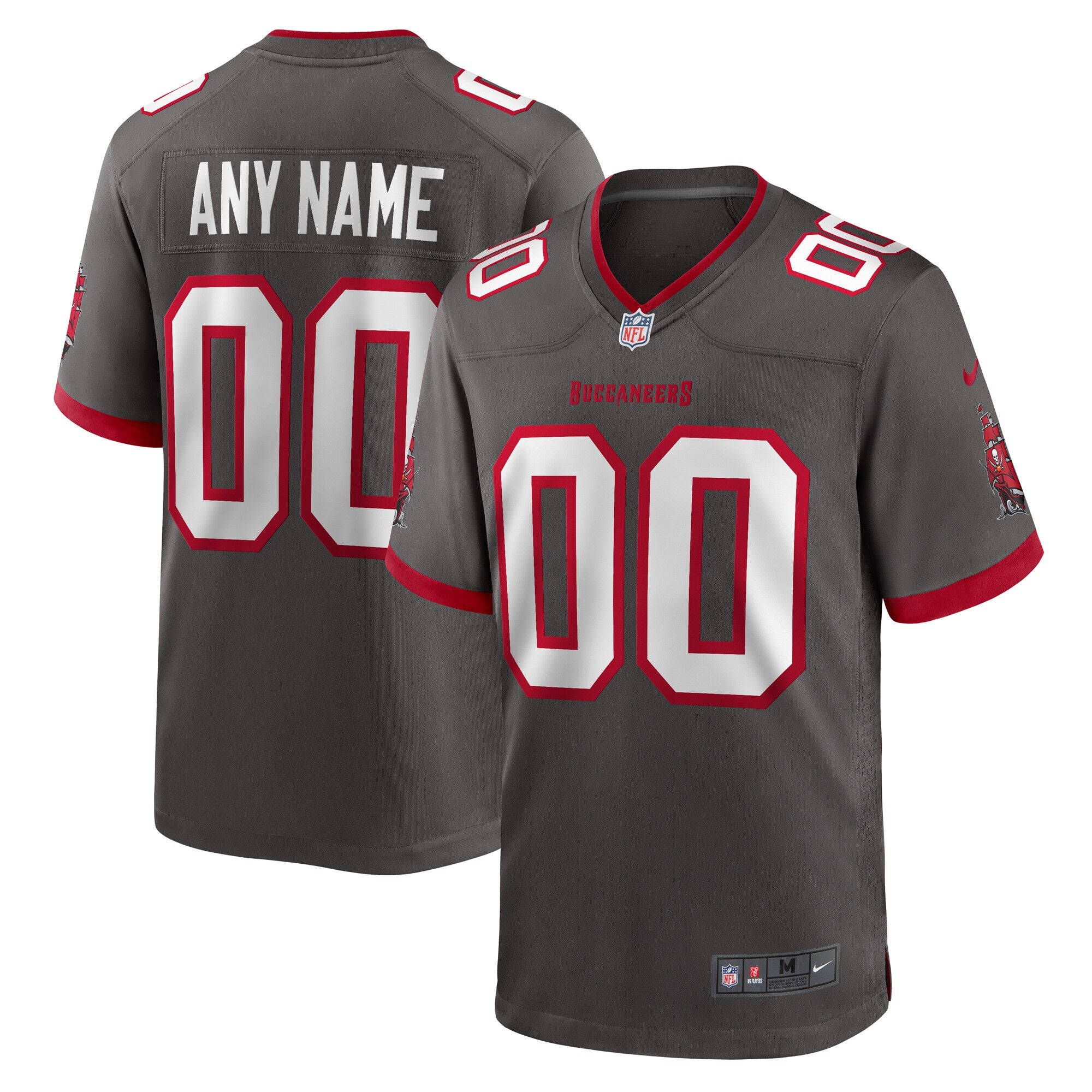 Tampa Bay Buccaneers Alternate Custom Game Jersey - Pewter | Stitched Football Jersey TJS1894