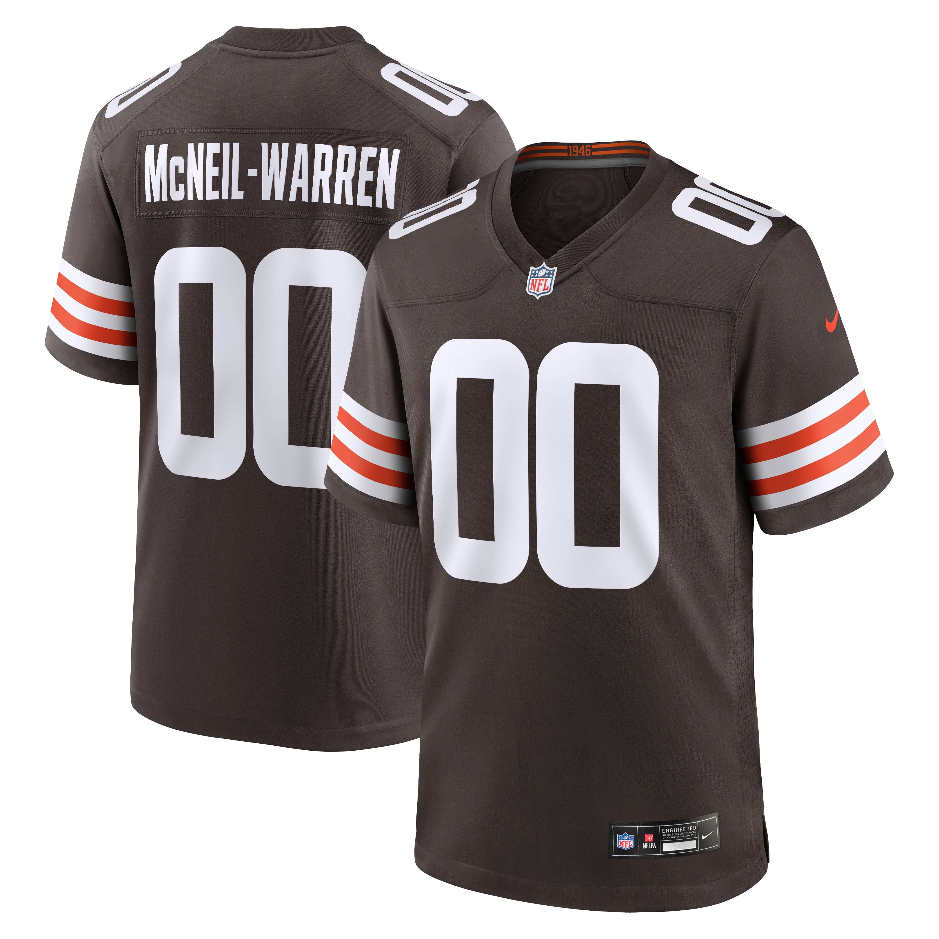 Emmanuel McNeil-Warren Cleveland Browns Game Jersey - Brown | Stitched Football Jersey TJS1727