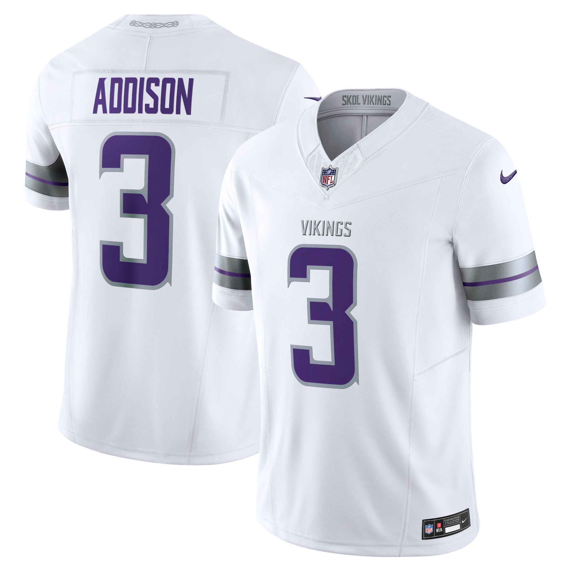 Jordan Addison Minnesota Vikings Alternate Vapor F.U.S.E. Limited Jersey - White | Stitched Football Jersey TJS1810