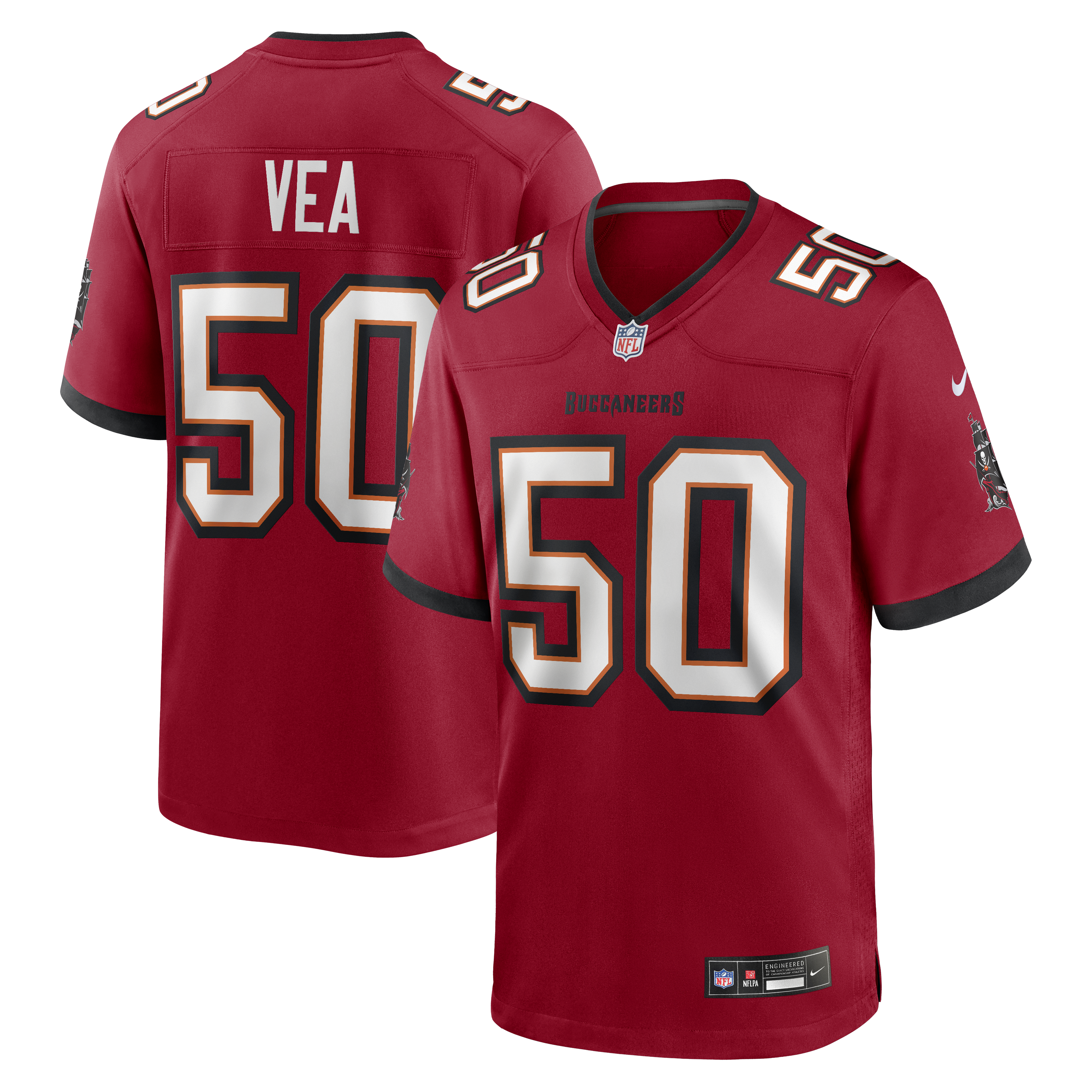 Vita Vea Tampa Bay Buccaneers Game Jersey - Red | Stitched Football Jersey TJS1662