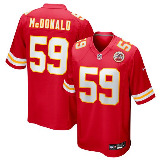Cooper McDonald Kansas City Chiefs Team Game Jersey - Red | Stitched Football Jersey TJS1677