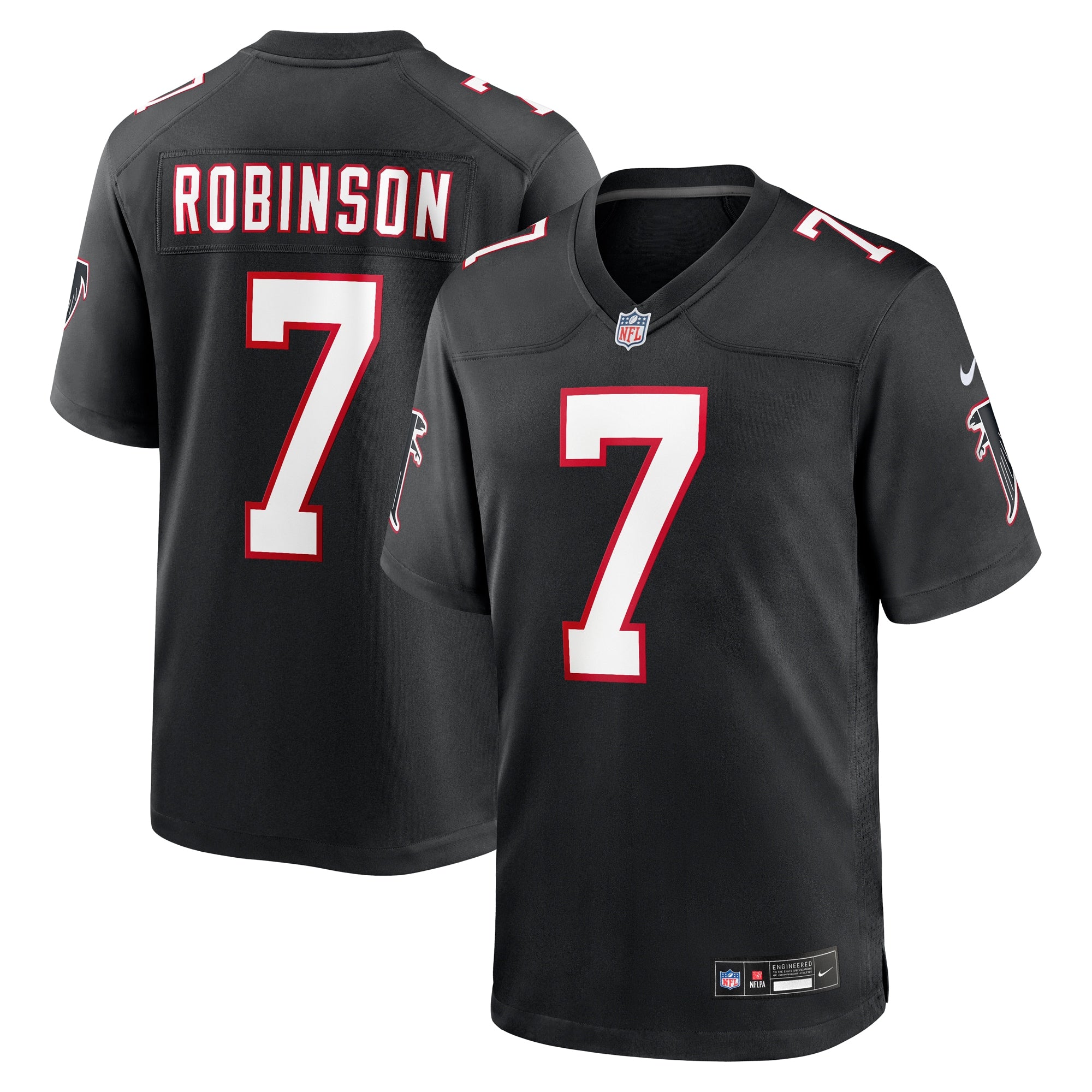 Bijan Robinson Atlanta Falcons Throwback Game Jersey - Black | Stitched Football Jersey TJS1609