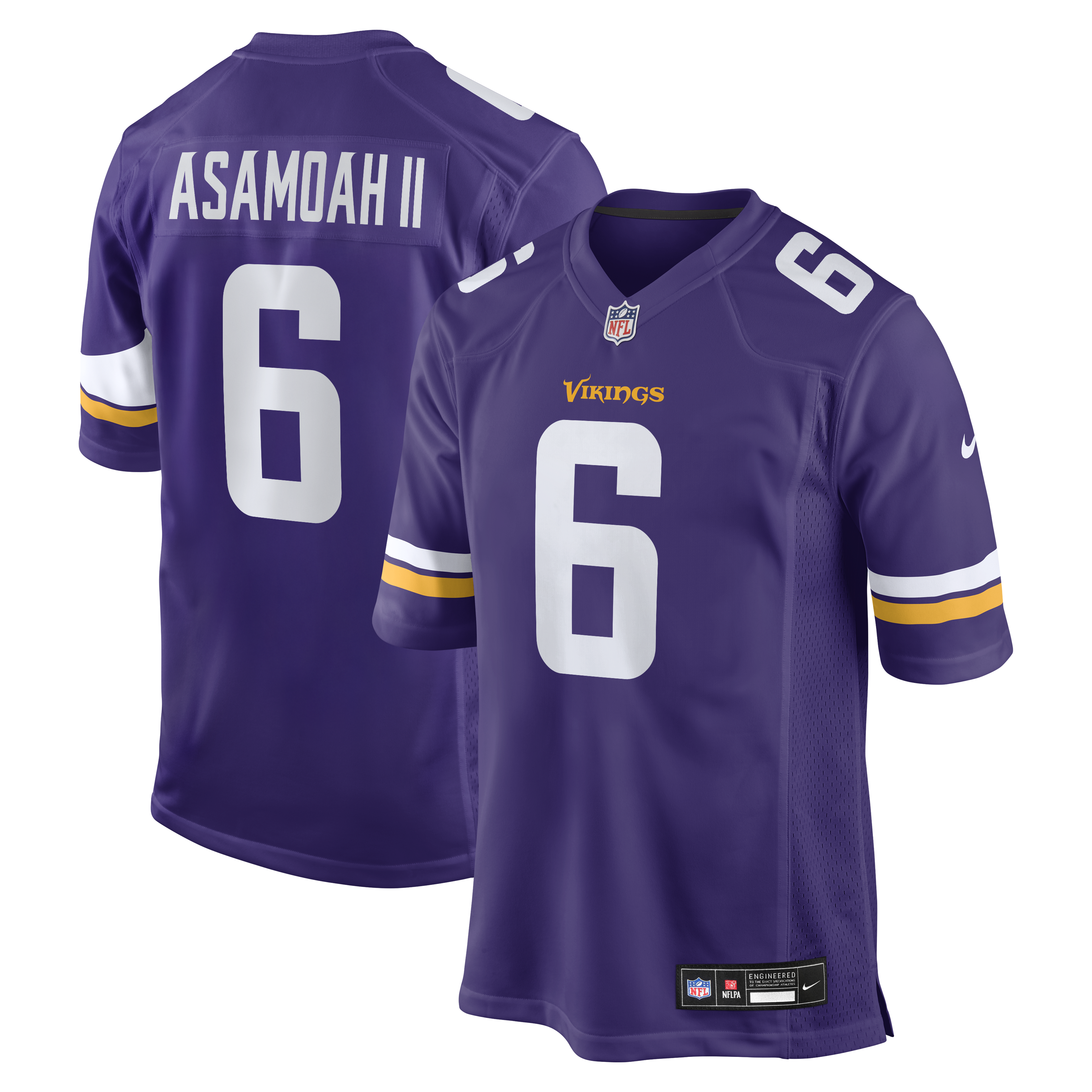Brian Asamoah II Minnesota Vikings Game Jersey - Purple | Stitched Football Jersey TJS1644