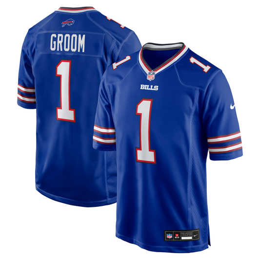 Number 1 Groom Buffalo Bills Game Jersey - Royal | Stitched Football Jersey TJS1631