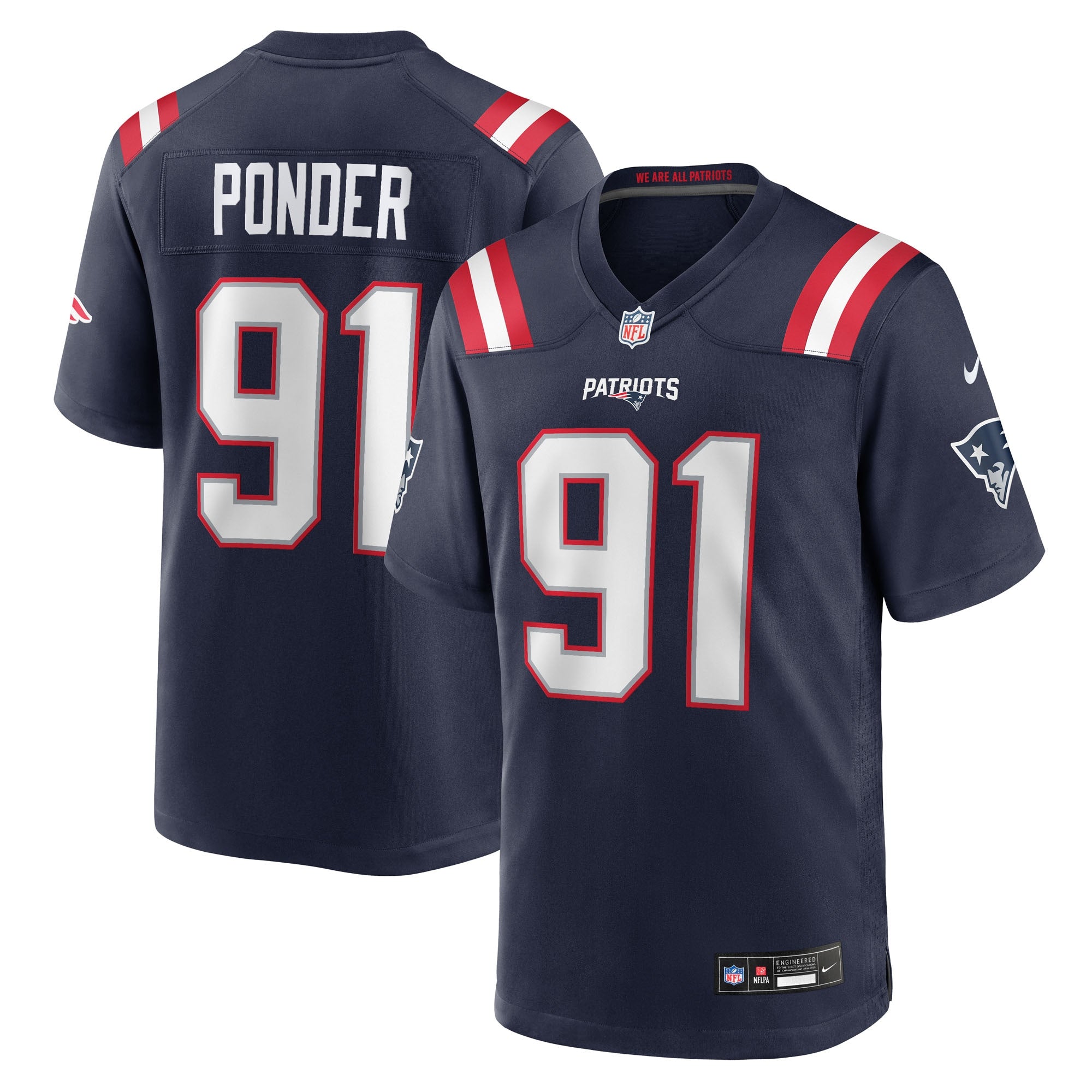 Elijah Ponder New England Patriots Team Game Jersey - Navy | Stitched Football Jersey TJS1852