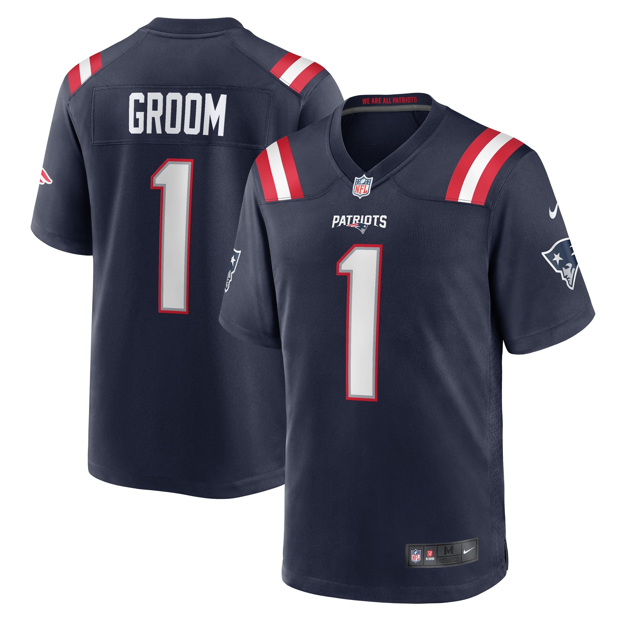 Number 1 Groom New England Patriots Game Jersey - Navy | Stitched Football Jersey TJS1734