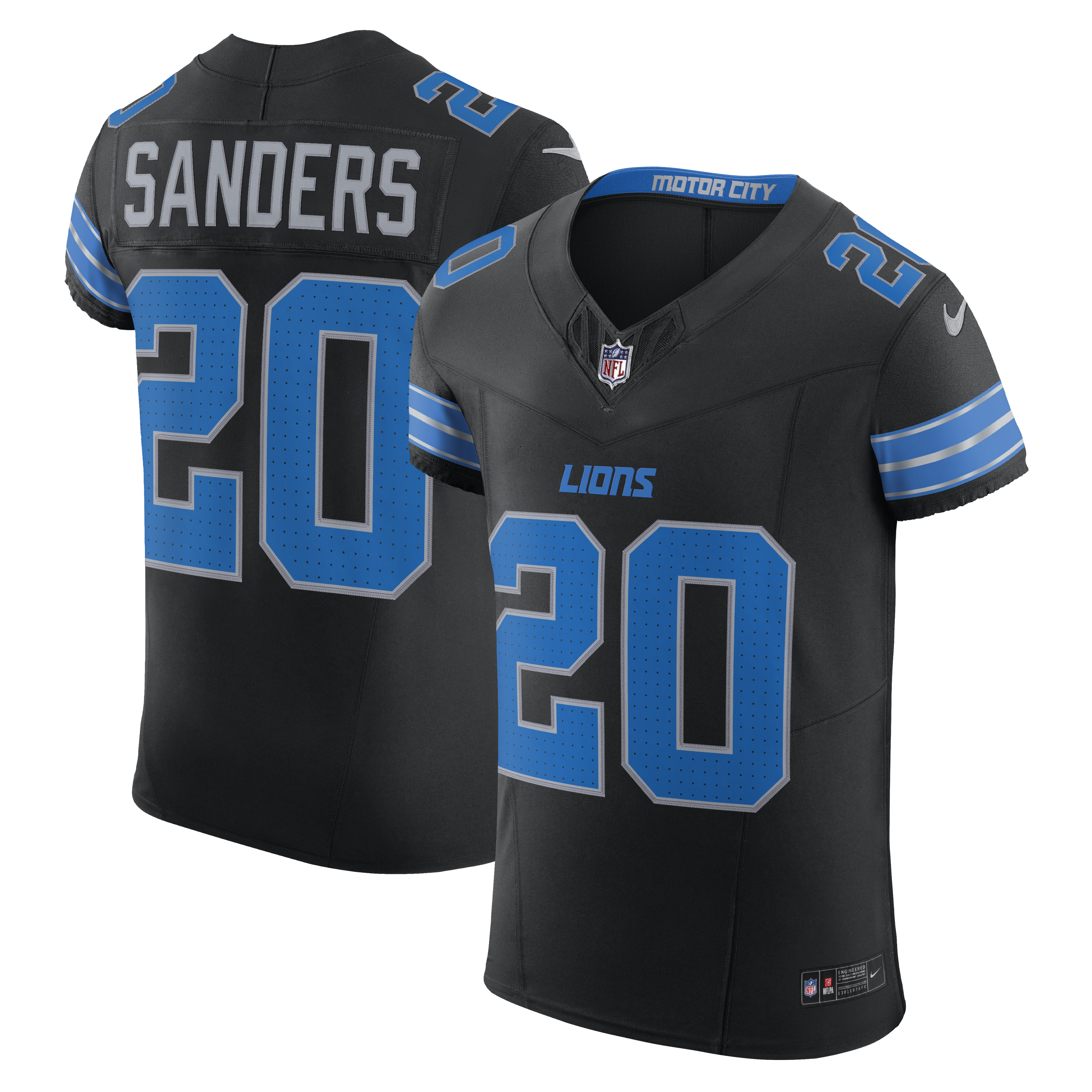Barry Sanders Detroit Lions Alternate Vapor F.U.S.E. Elite Jersey - Black | Stitched Football Jersey TJS1816