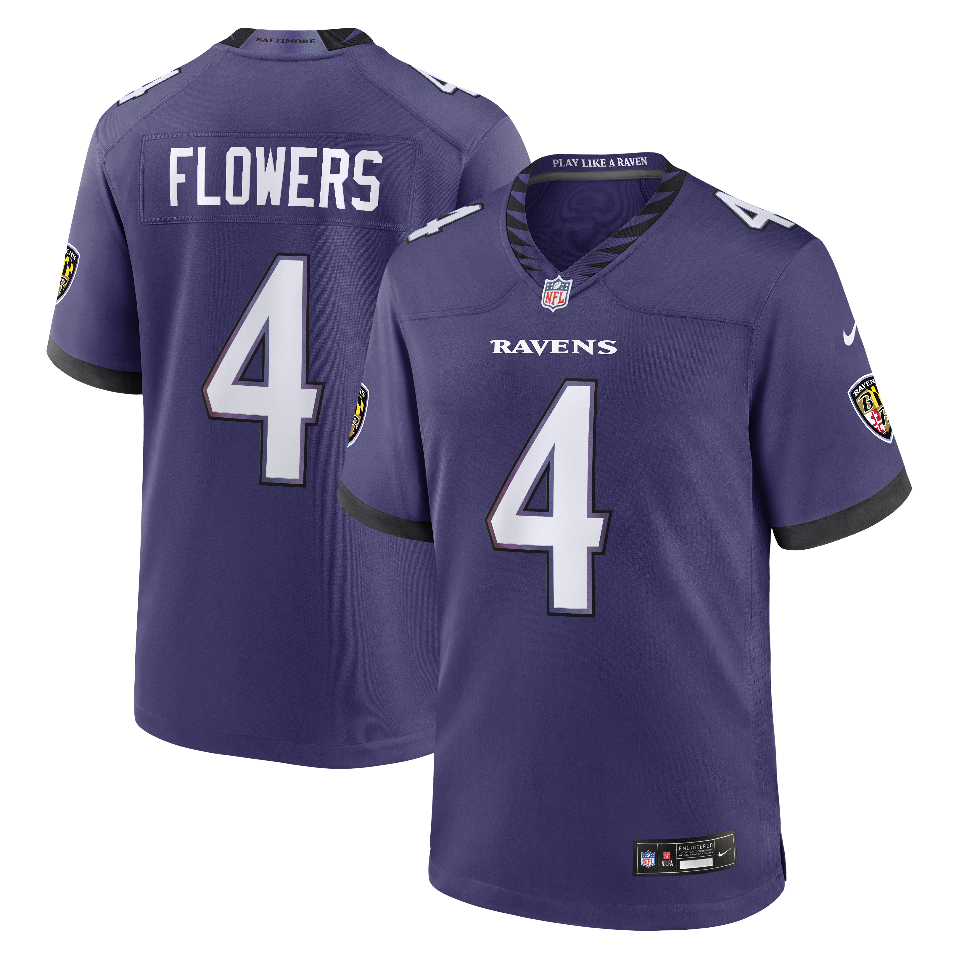 Zay Flowers Baltimore Ravens Team Game Jersey - Purple | Stitched Football Jersey TJS1785