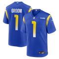 Number 1 Groom Los Angeles Rams Game Jersey - Royal | Stitched Football Jersey TJS1700