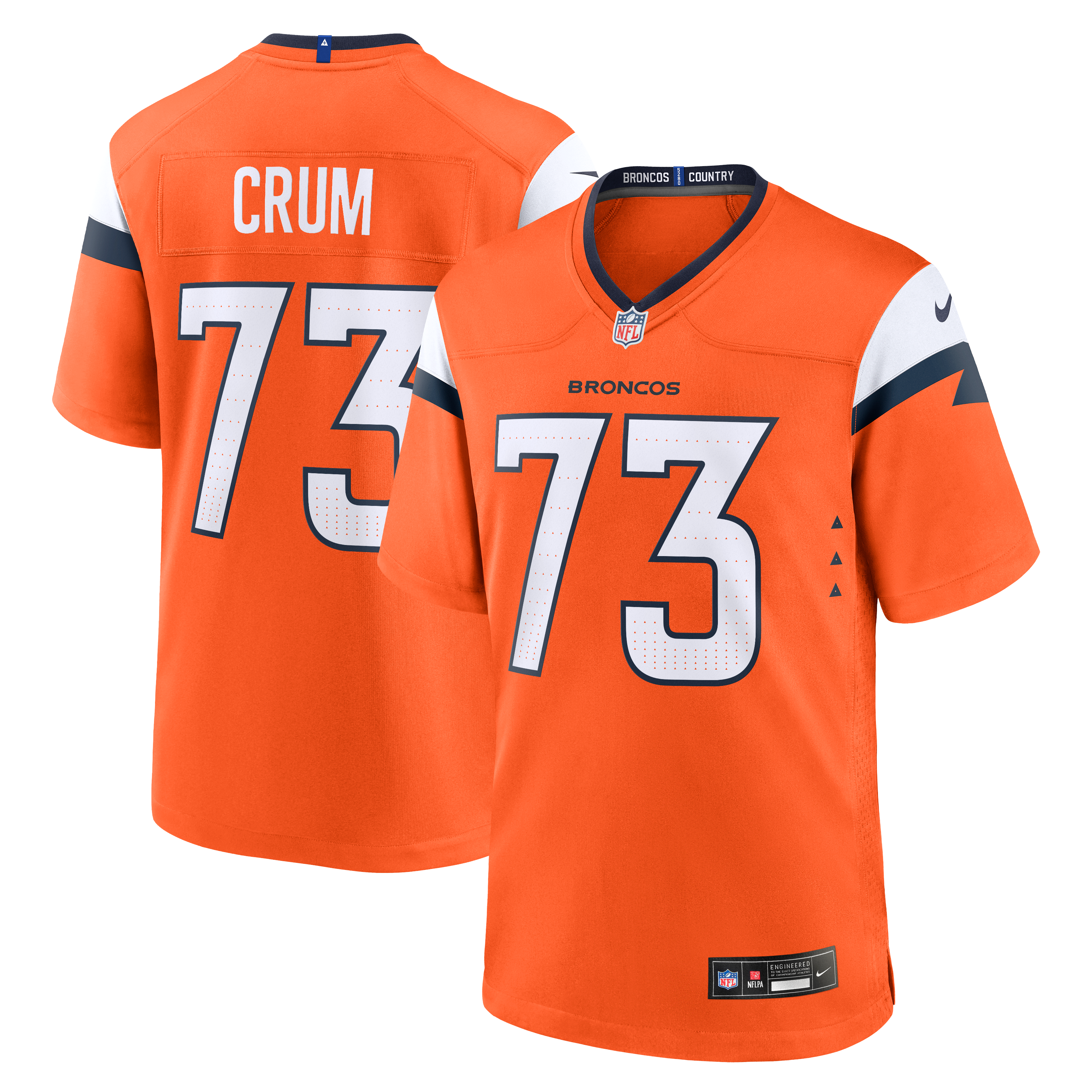 Frank Crum Denver Broncos Team Game Jersey - Orange | Stitched Football Jersey TJS1757