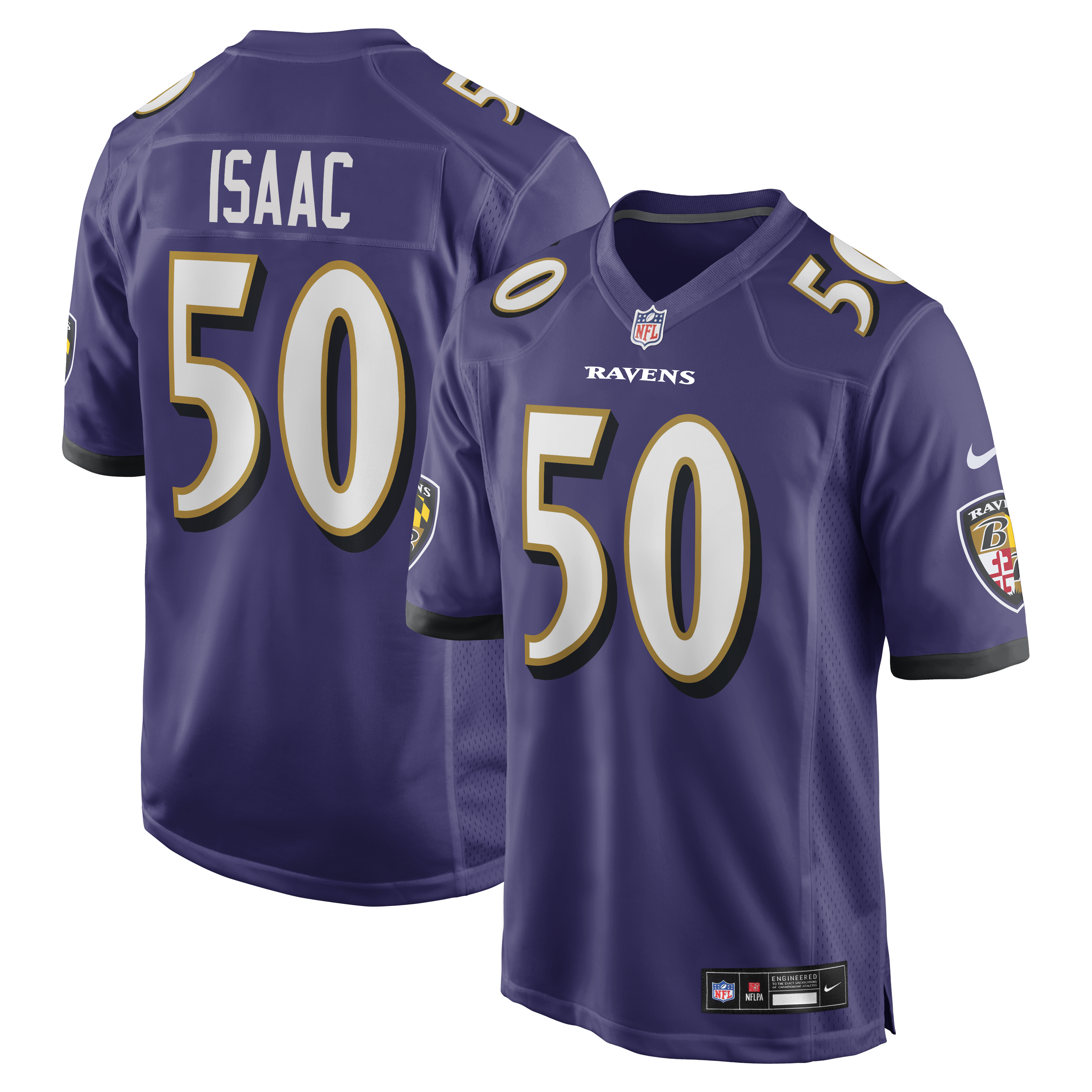 Adisa Isaac Baltimore Ravens Team Game Jersey - Purple | Stitched Football Jersey TJS1762