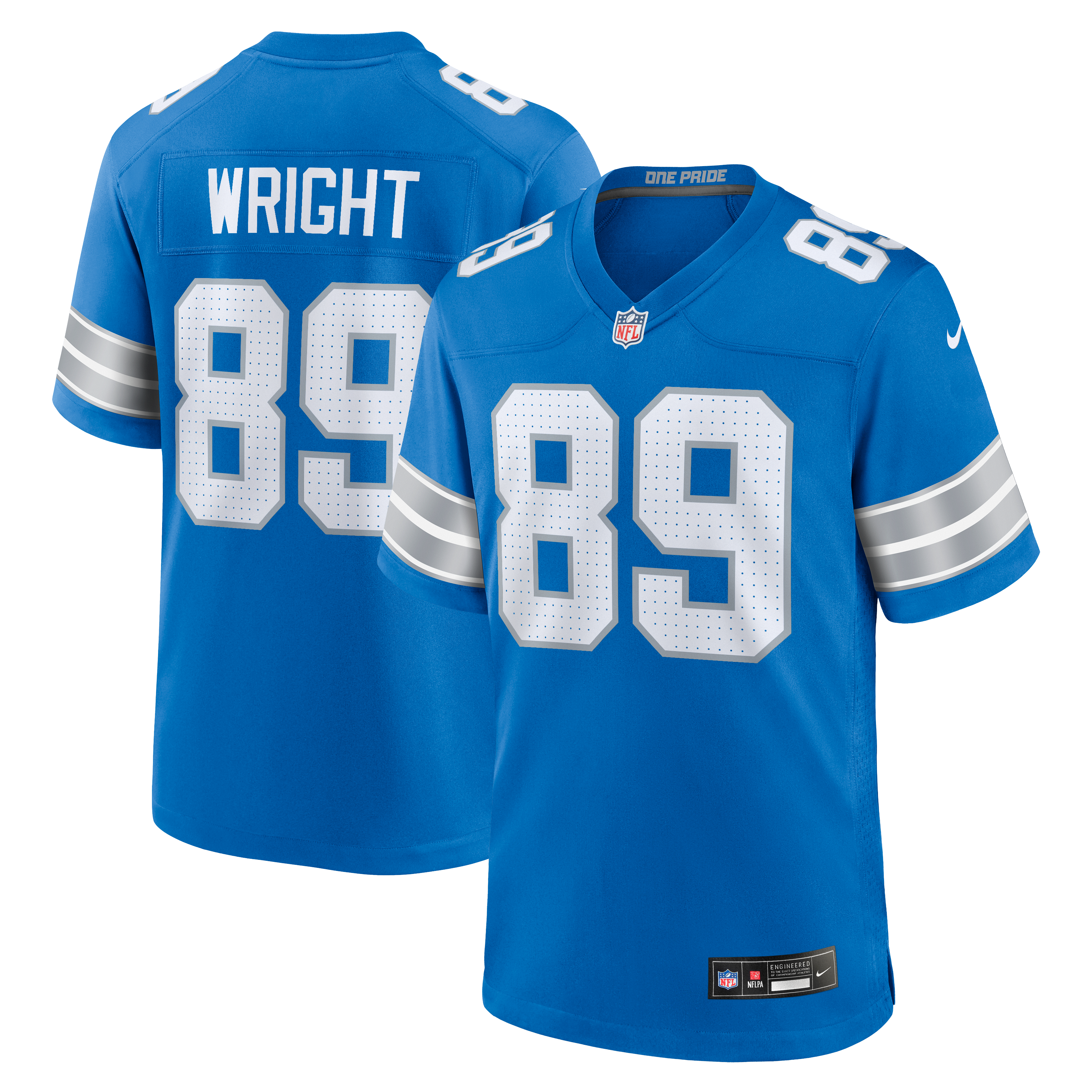 Brock Wright Detroit Lions Team Game Jersey - Blue | Stitched Football Jersey TJS1794