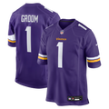 Number 1 Groom Minnesota Vikings Game Jersey - Purple | Stitched Football Jersey TJS1853
