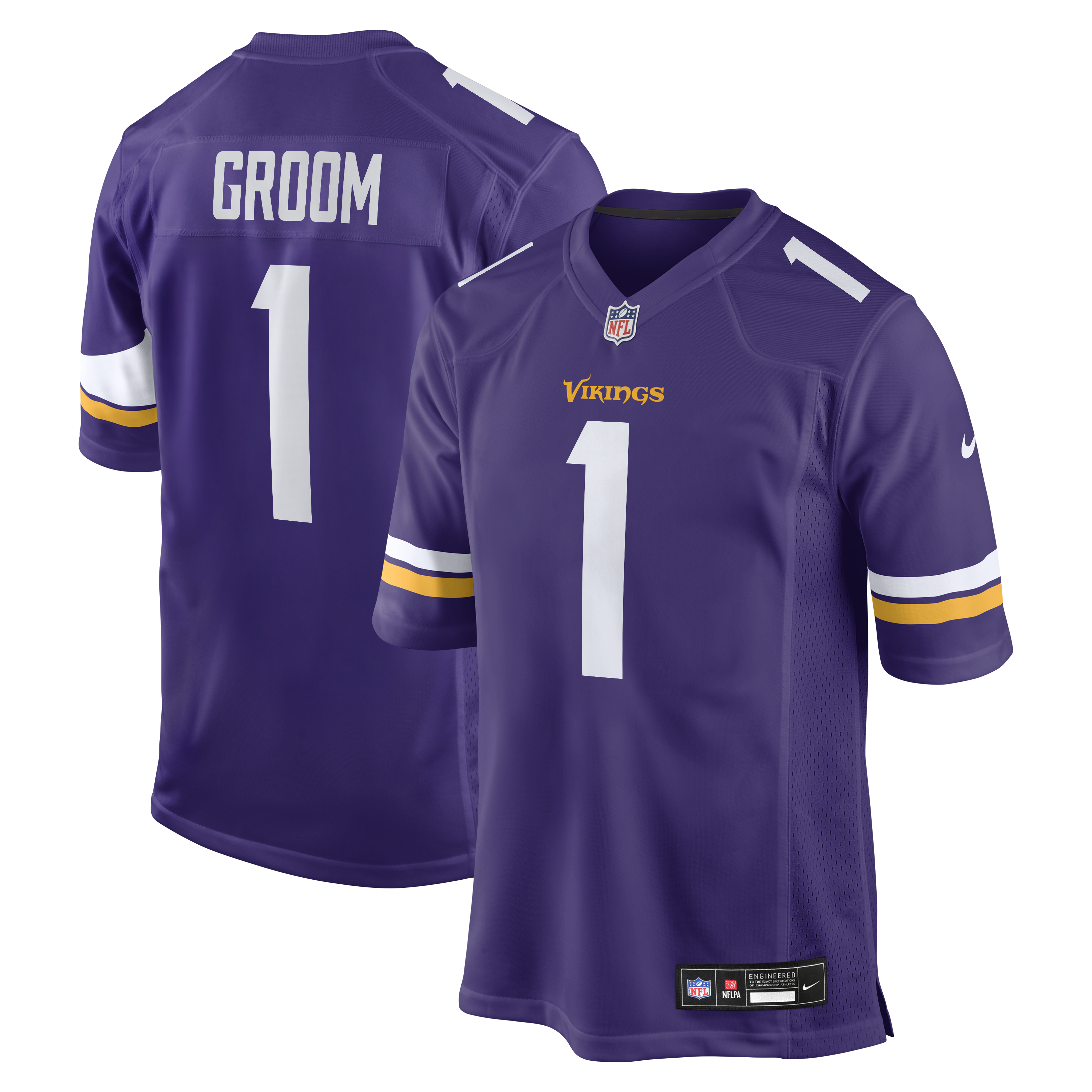 Number 1 Groom Minnesota Vikings Game Jersey - Purple | Stitched Football Jersey TJS1853