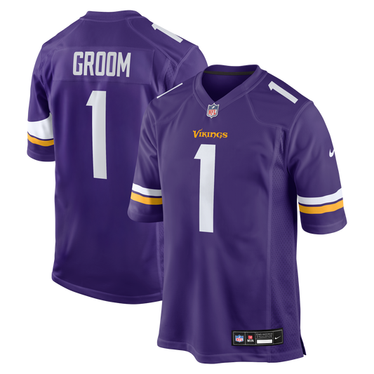 Number 1 Groom Minnesota Vikings Game Jersey - Purple | Stitched Football Jersey TJS1853