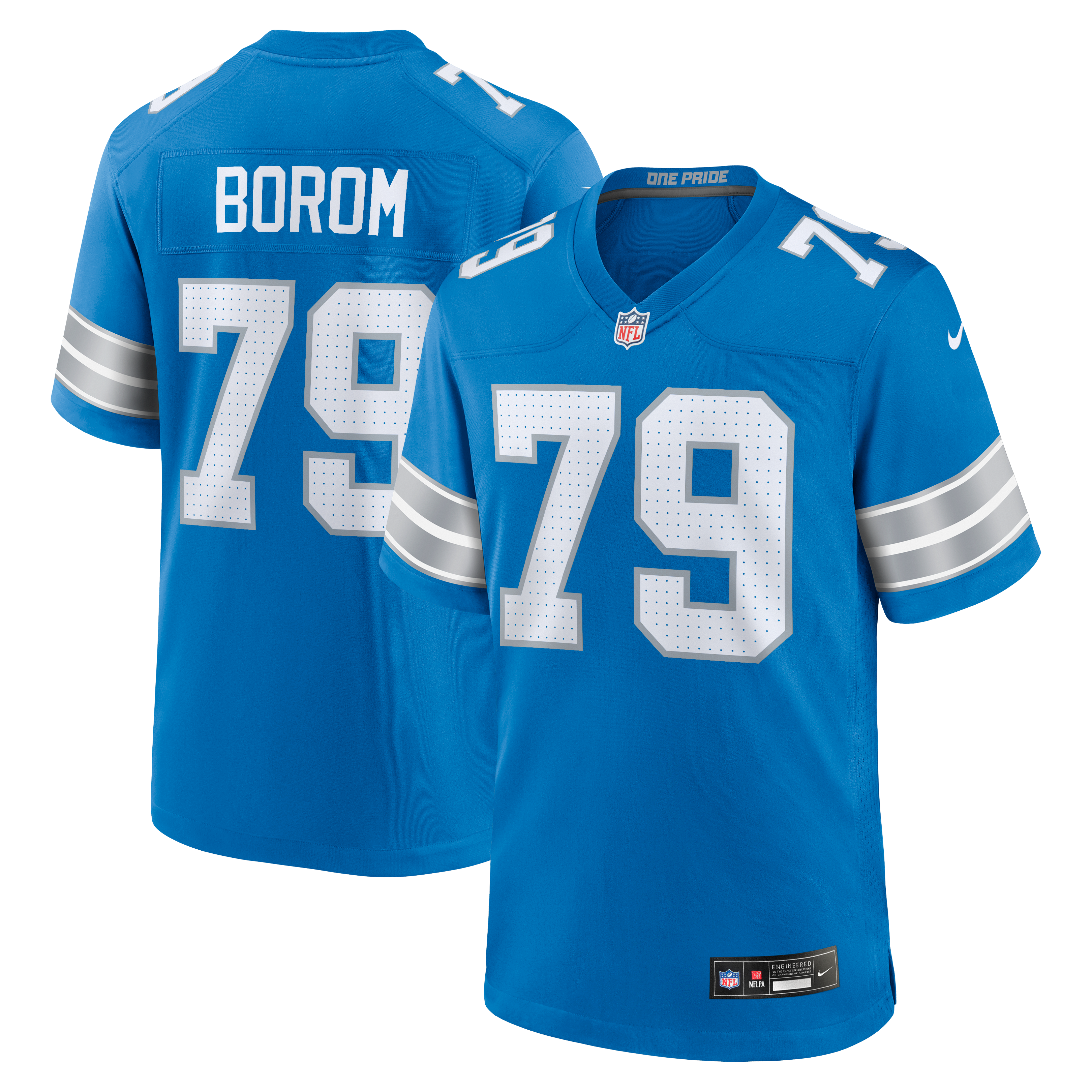 Larry Borom Detroit Lions Team Game Jersey - Blue | Stitched Football Jersey TJS1744